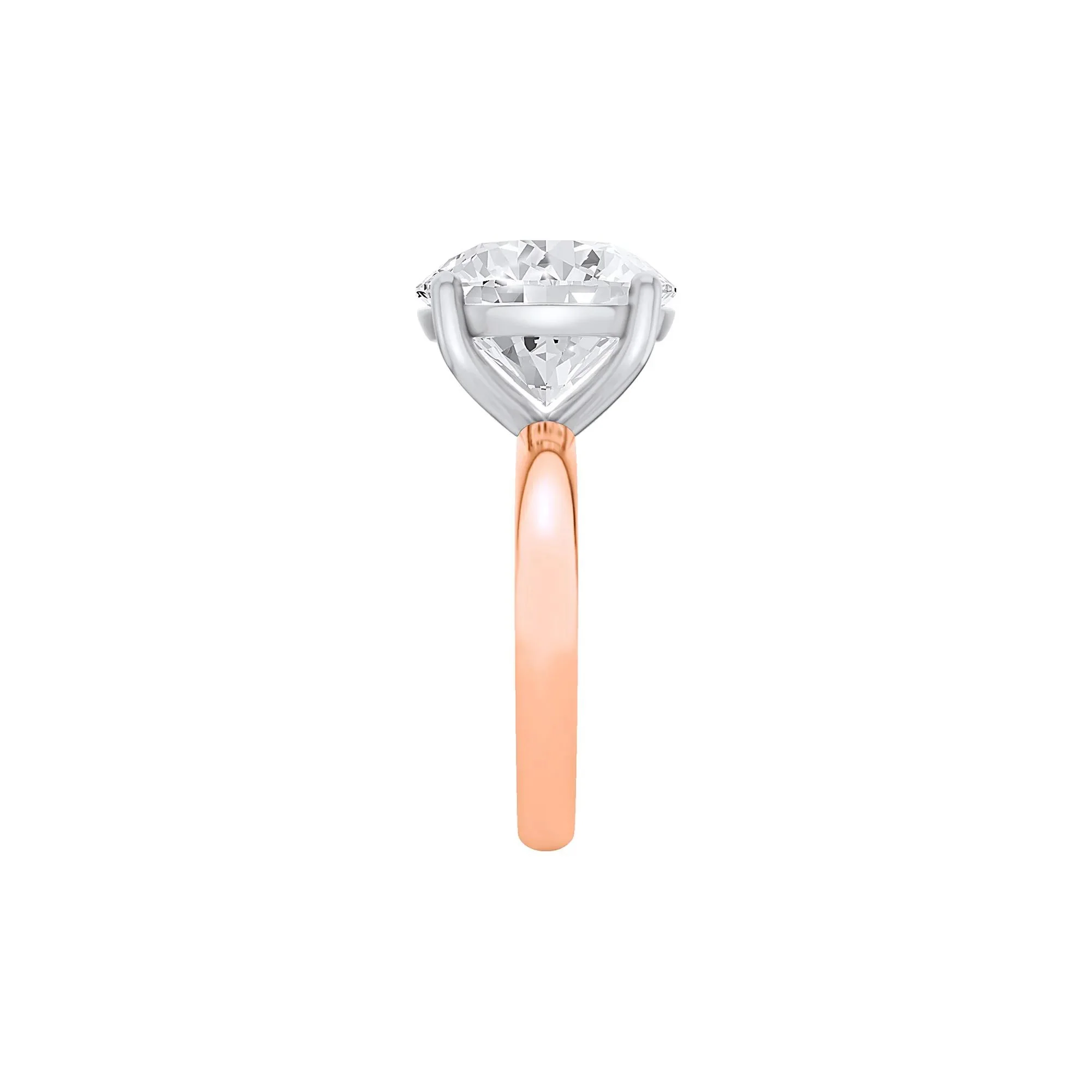 Lab Grown Diamond Round Solitaire Ring 14K Rose & White Gold (8 CT.) Round Brilliant Cut Size 4 2mm - Image 3