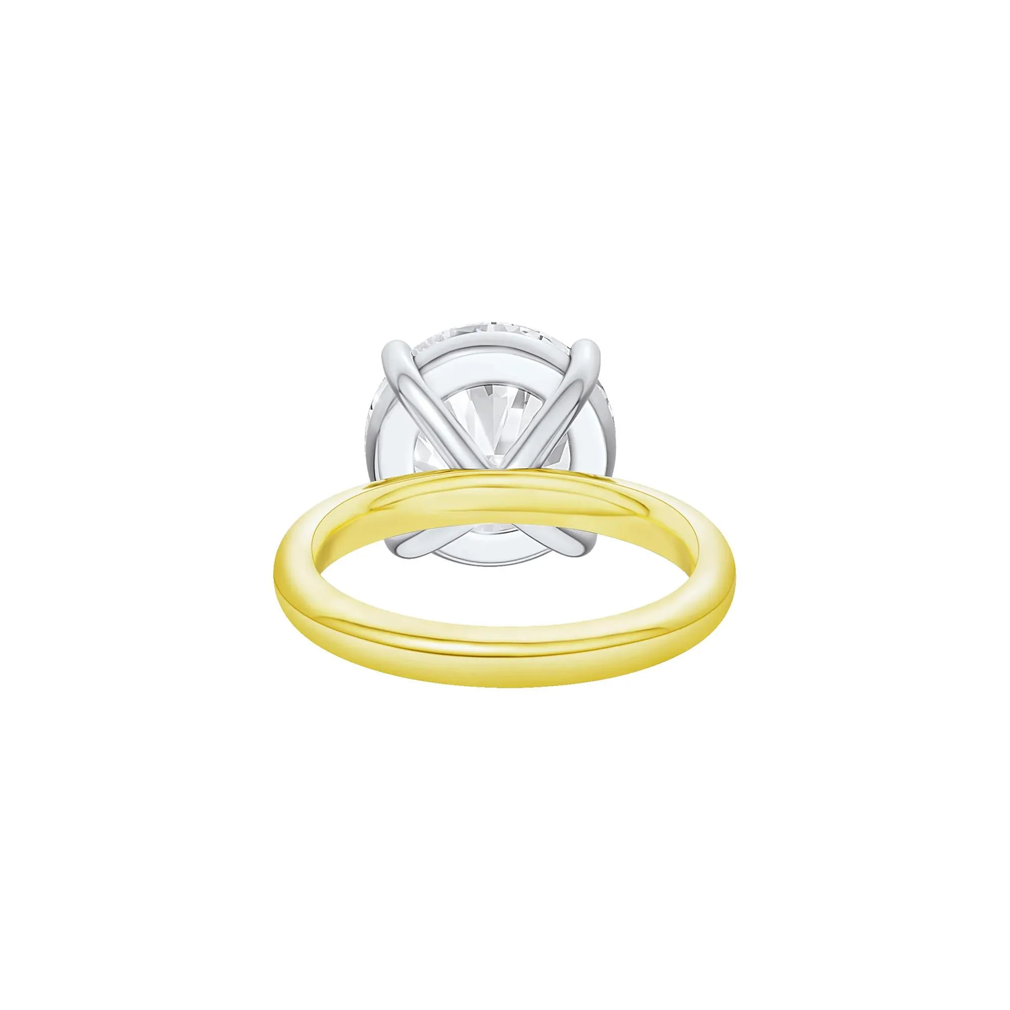 Lab Grown Diamond Round Solitaire Ring 14K Yellow & White Gold (8 CT.) Round Brilliant Cut Size 5 2mm - Image 4