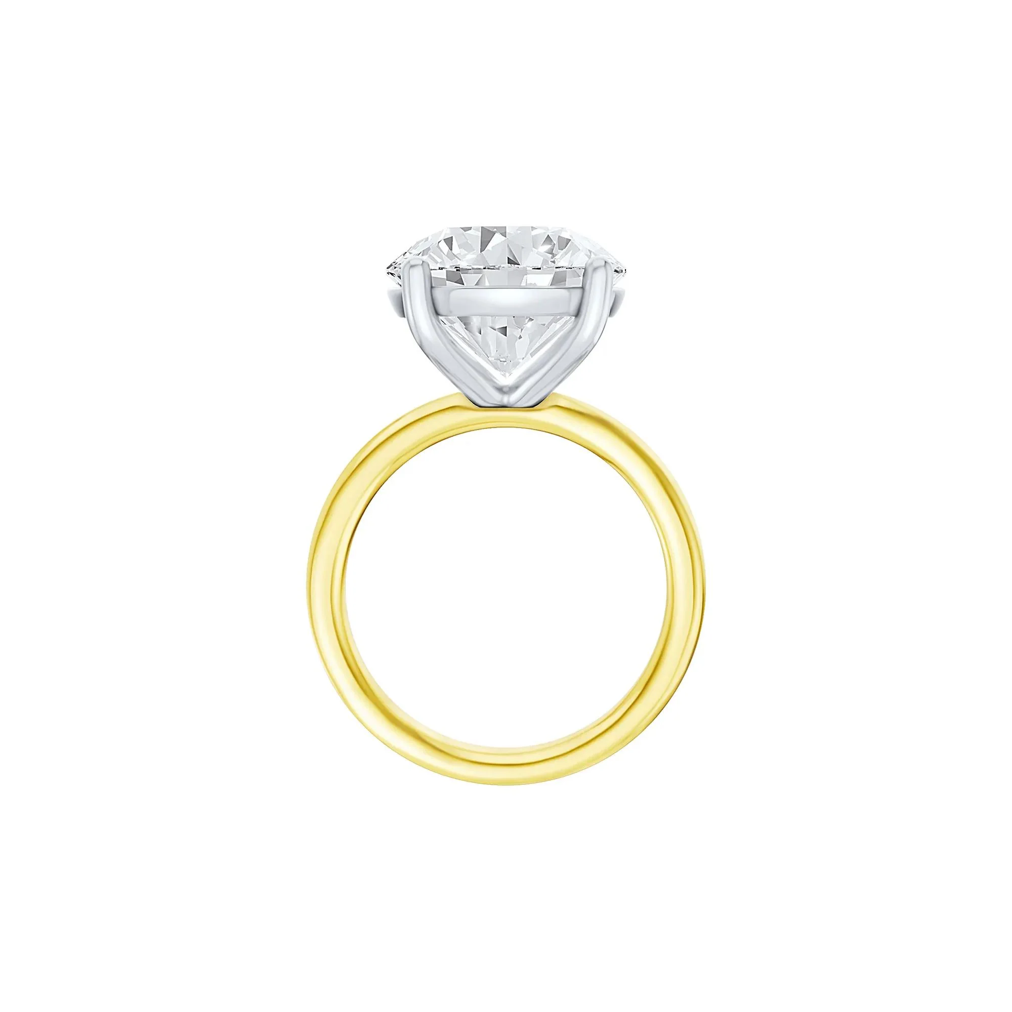Lab Grown Diamond Round Solitaire Ring 14K Yellow & White Gold (8 CT.) Round Brilliant Cut Size 6 2mm - Image 2