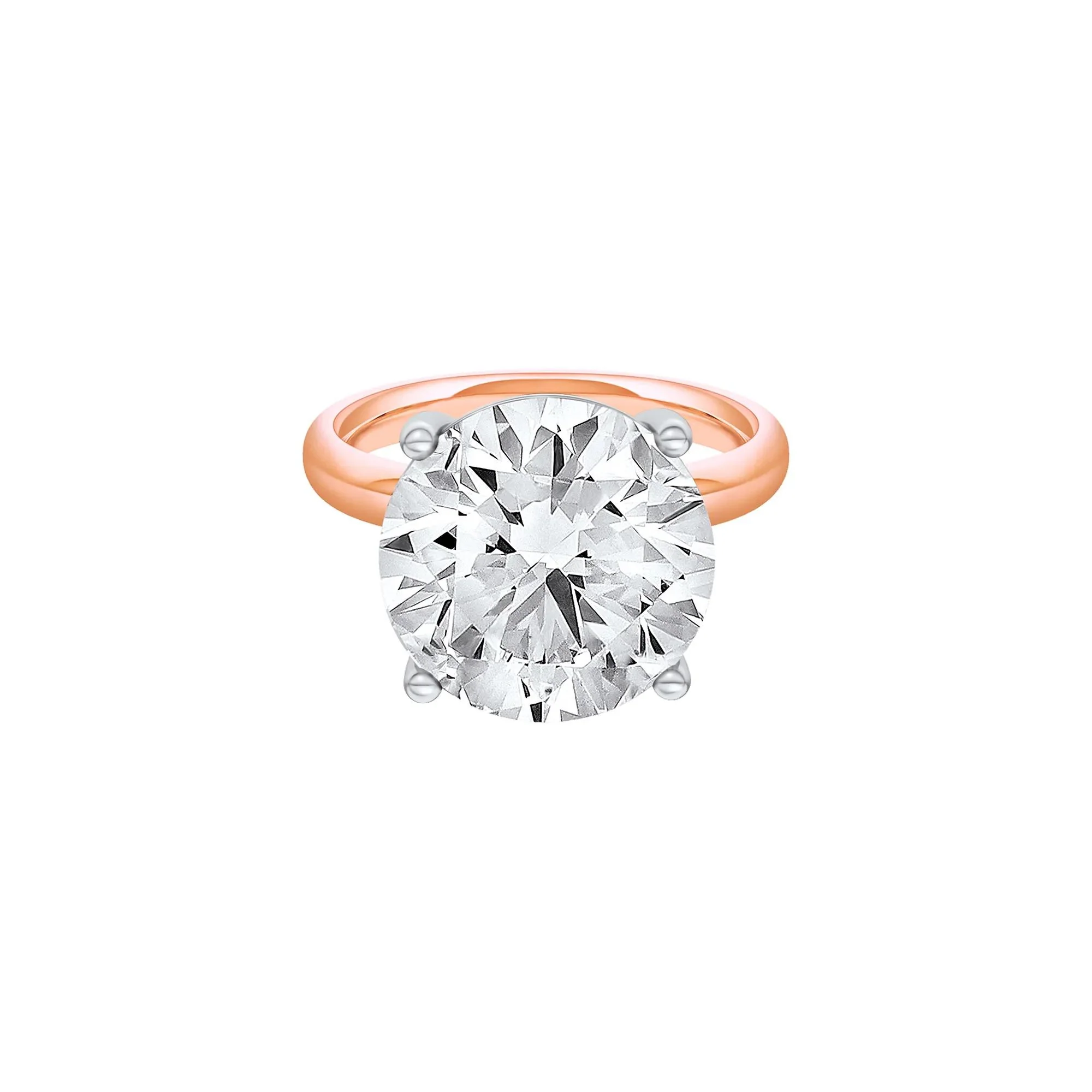 Lab Grown Diamond Round Solitaire Engagement Ring 14K Rose and White Gold (10 CT.) Size 7.5 2mm