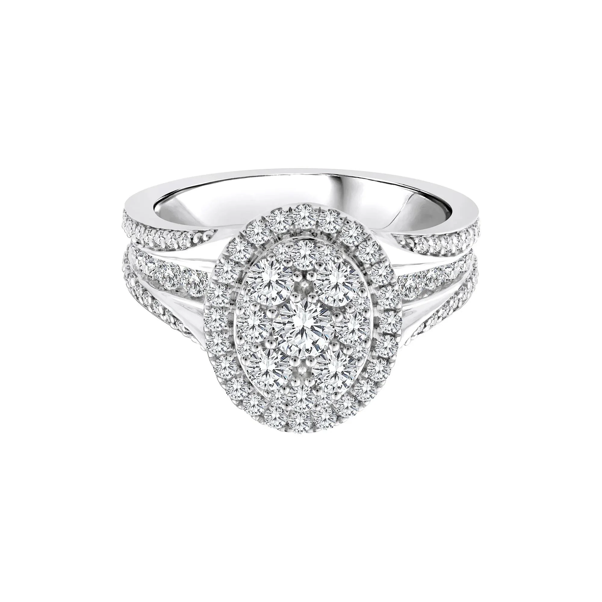 1/2 CT. Tw. Diamond Composite Engagement Ring 10K White Gold Round Brilliant Cut Size 9