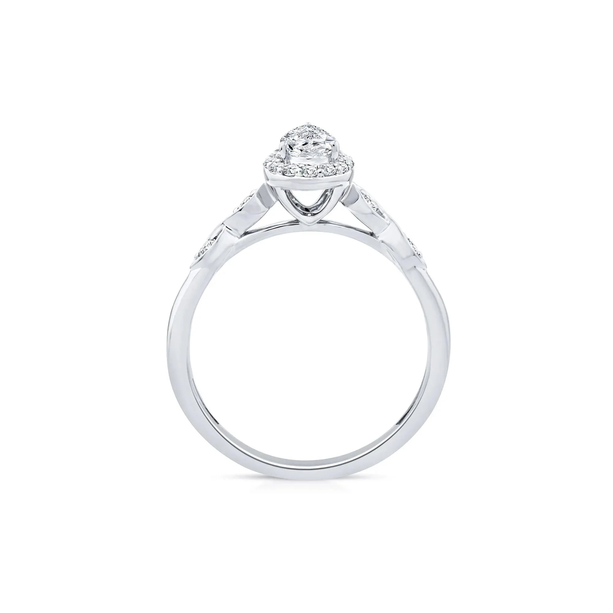 1/2 CT. Tw. Lab Grown Diamond Pear Promise Ring 10K White Gold Size 6.5 1mm - Image 2