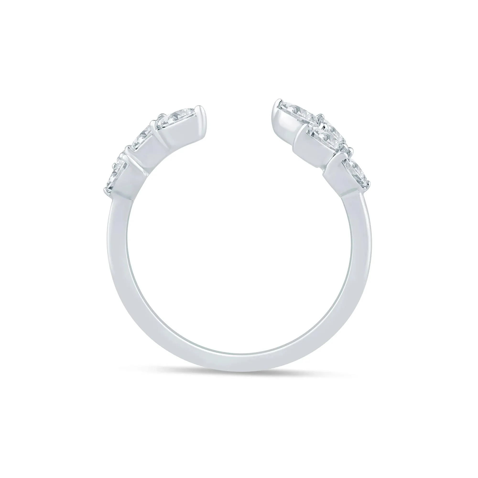 3/8 CT. Tw. Lab Grown Diamond Floral Open Anniversary Band Ring 14K White Gold Size 5.5 1mm - Image 2