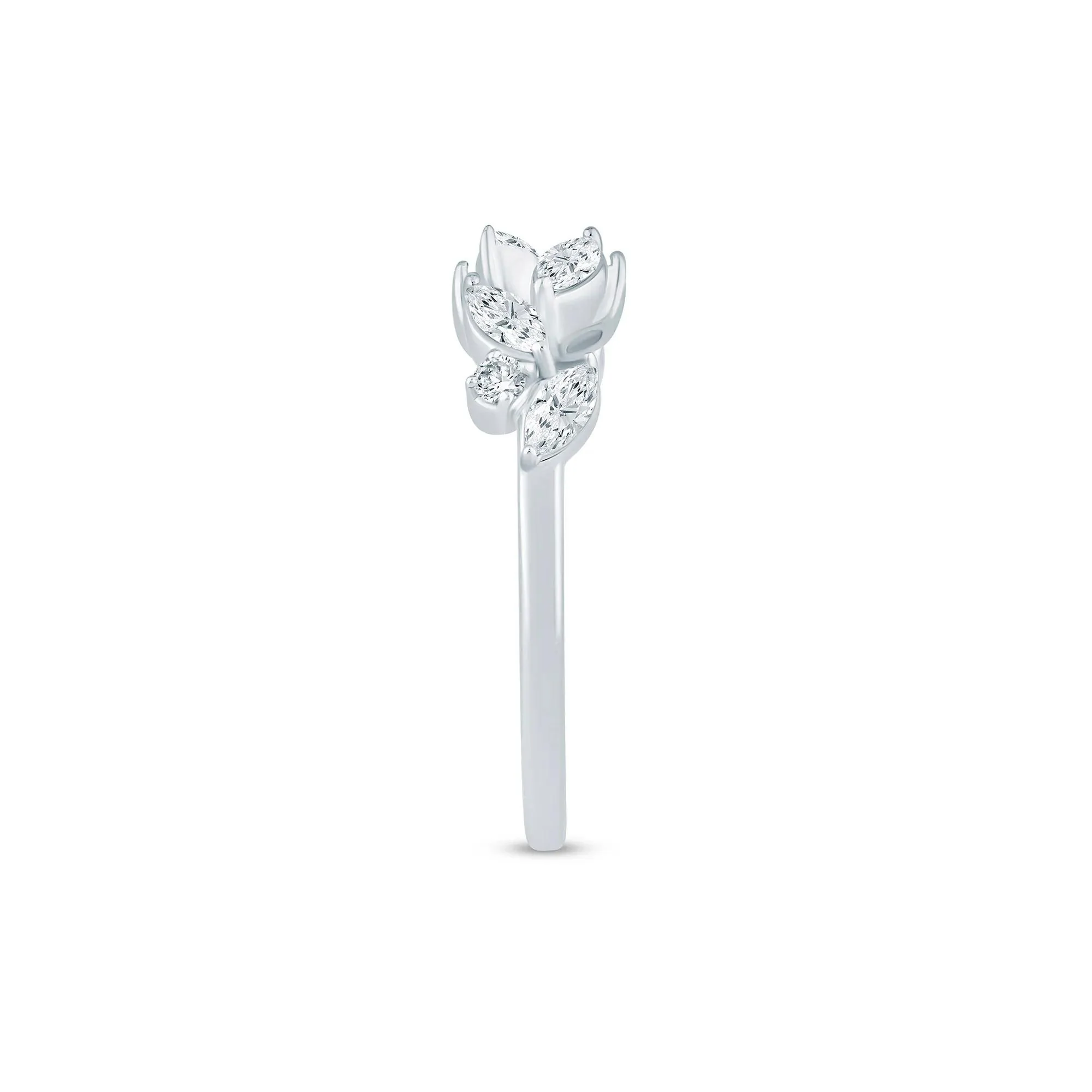 3/8 CT. Tw. Lab Grown Diamond Floral Open Anniversary Band Ring 14K White Gold Size 7.5 1mm - Image 3