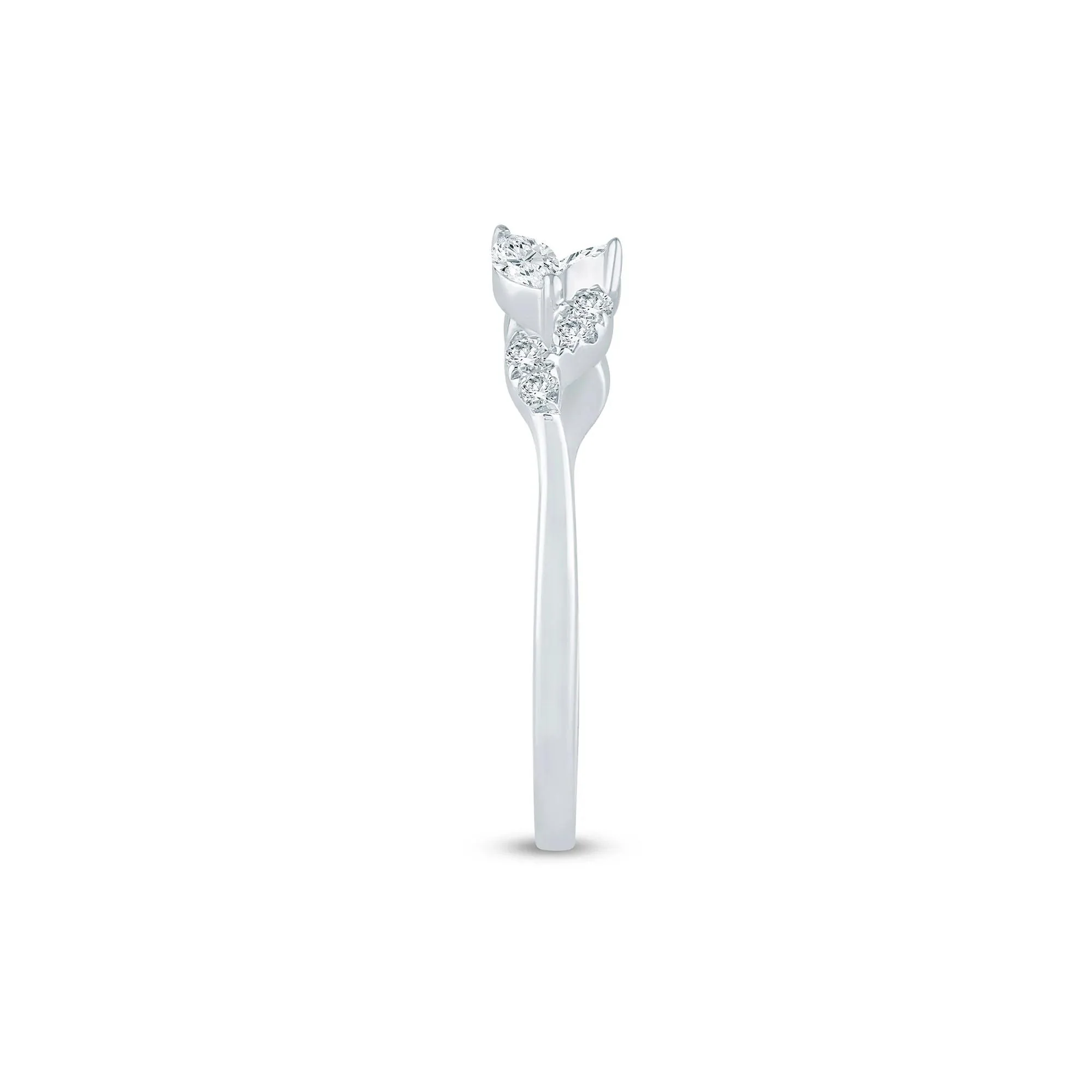 1/5 CT. Tw. Lab Grown Diamond Floral Open Anniversary Band Ring 14K White Gold Size 5 1mm - Image 3