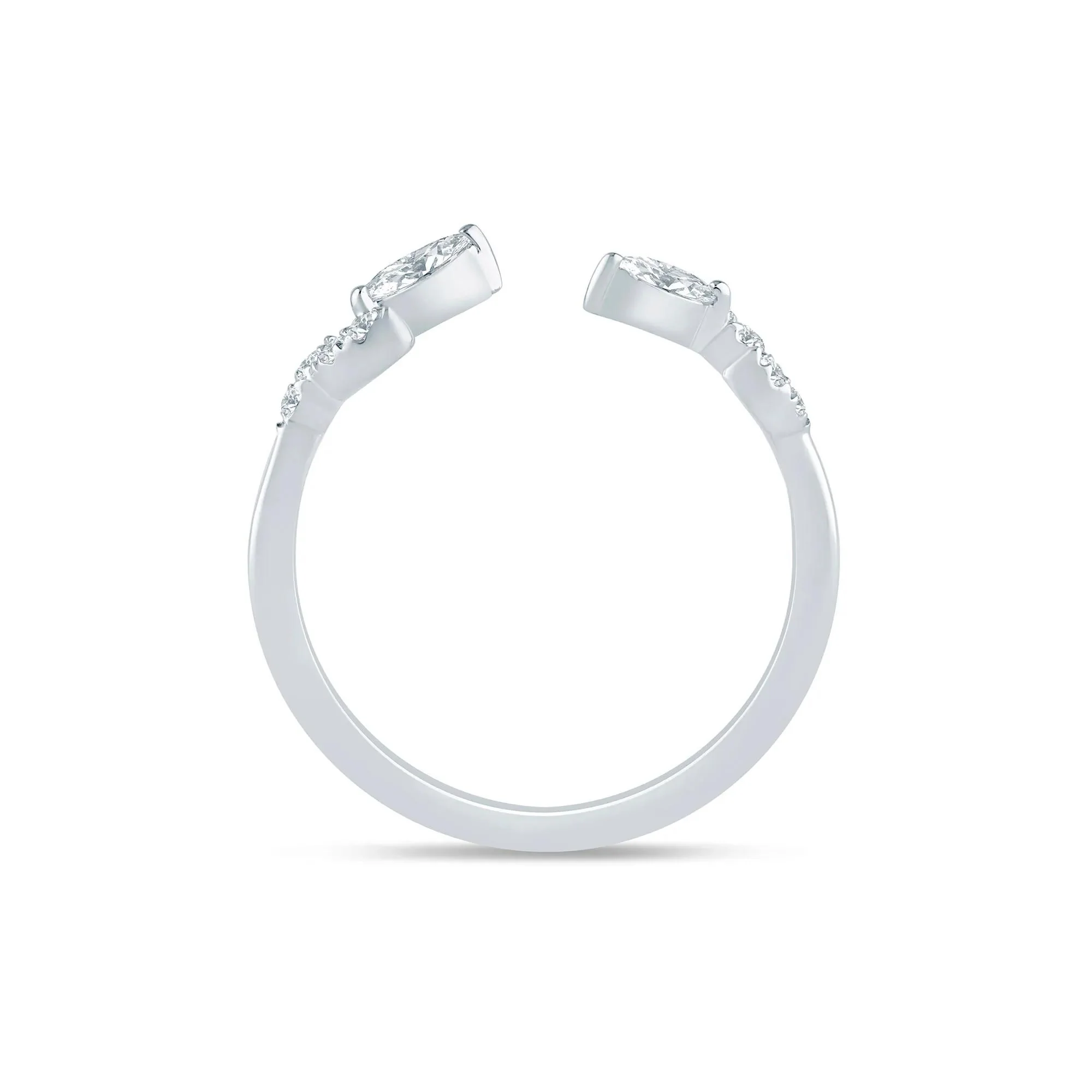 1/5 CT. Tw. Lab Grown Diamond Floral Open Anniversary Band Ring 14K White Gold Size 8 1mm - Image 2