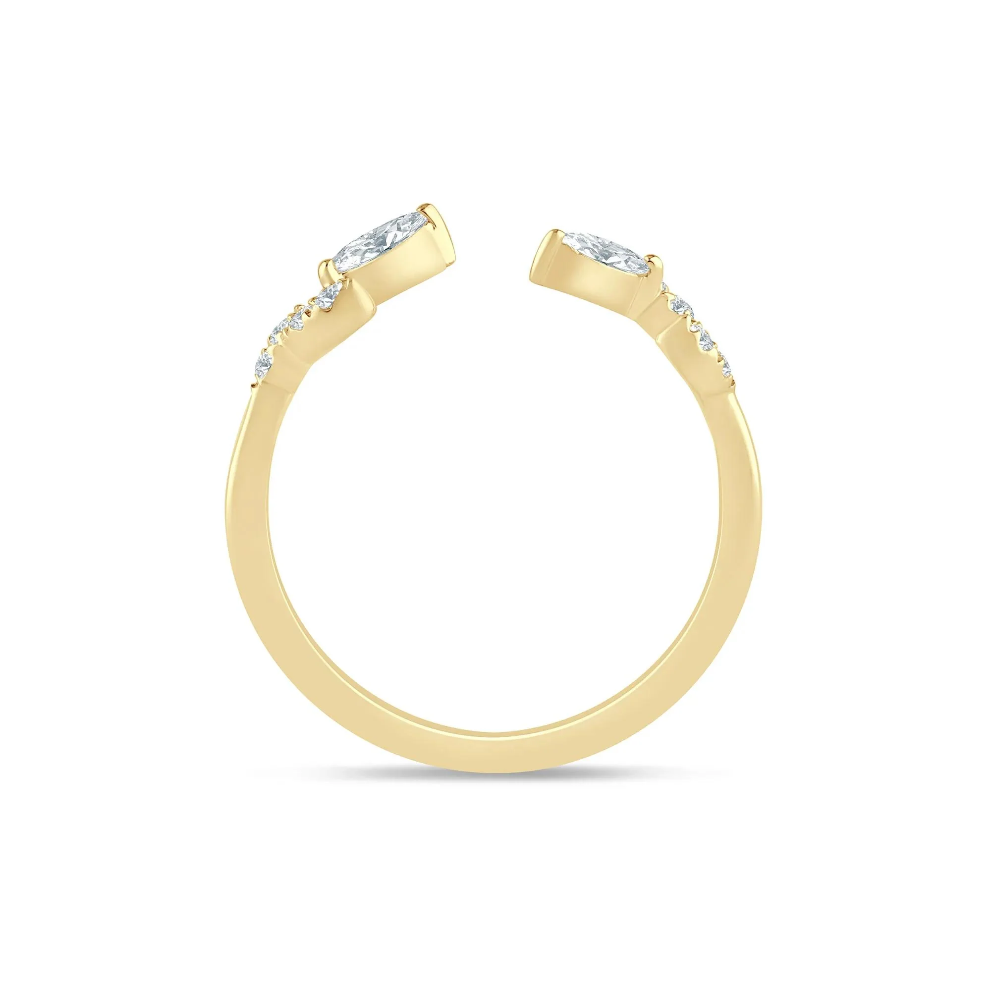 1/5 CT. Tw. Lab Grown Diamond Floral Open Anniversary Band Ring 14K Yellow Gold Size 7.5 1mm - Image 2