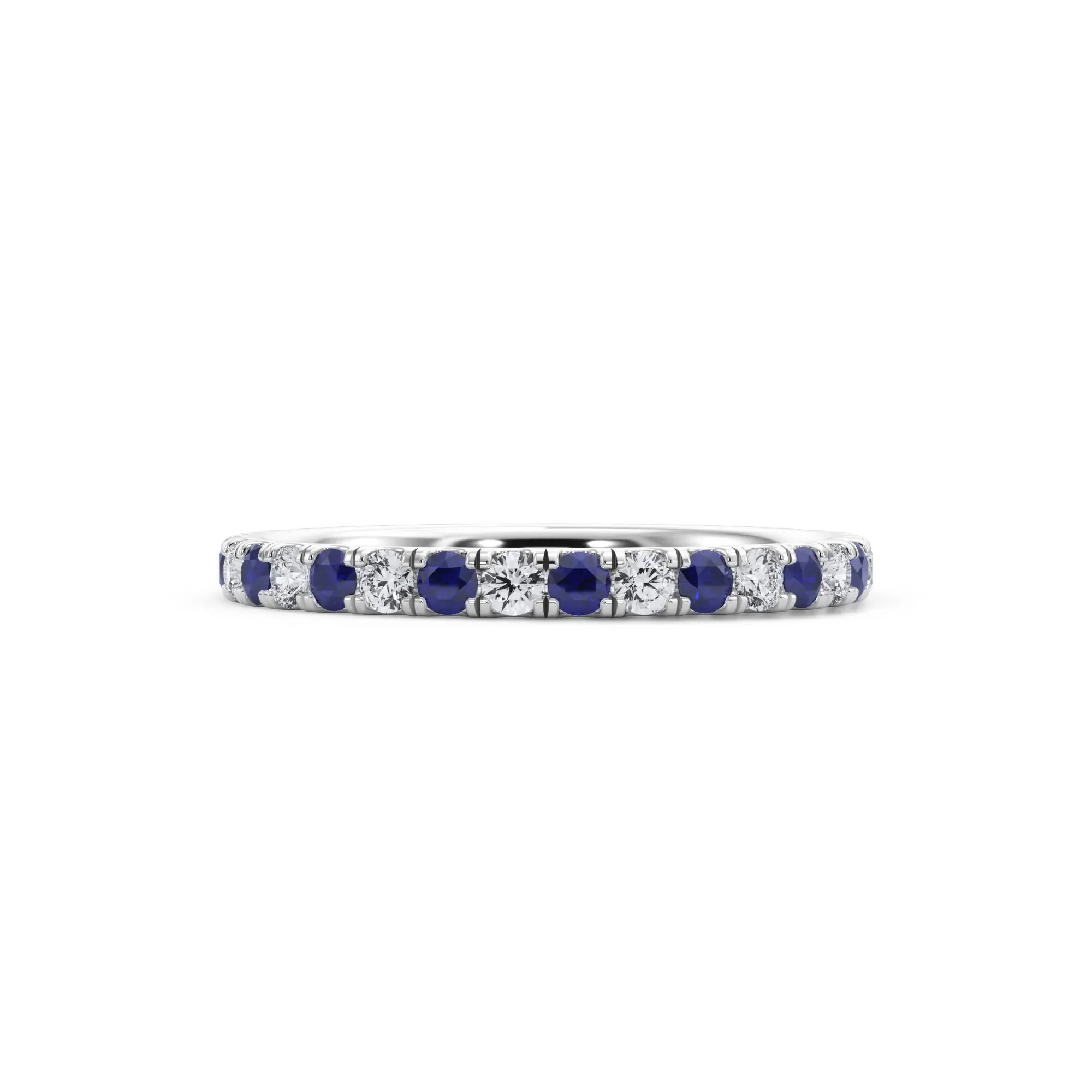 1/3 CT. Tw. Lab Grown Diamond & Lab-Created Sapphire Anniversary Band Ring 14K White Gold Size 8.5 3mm