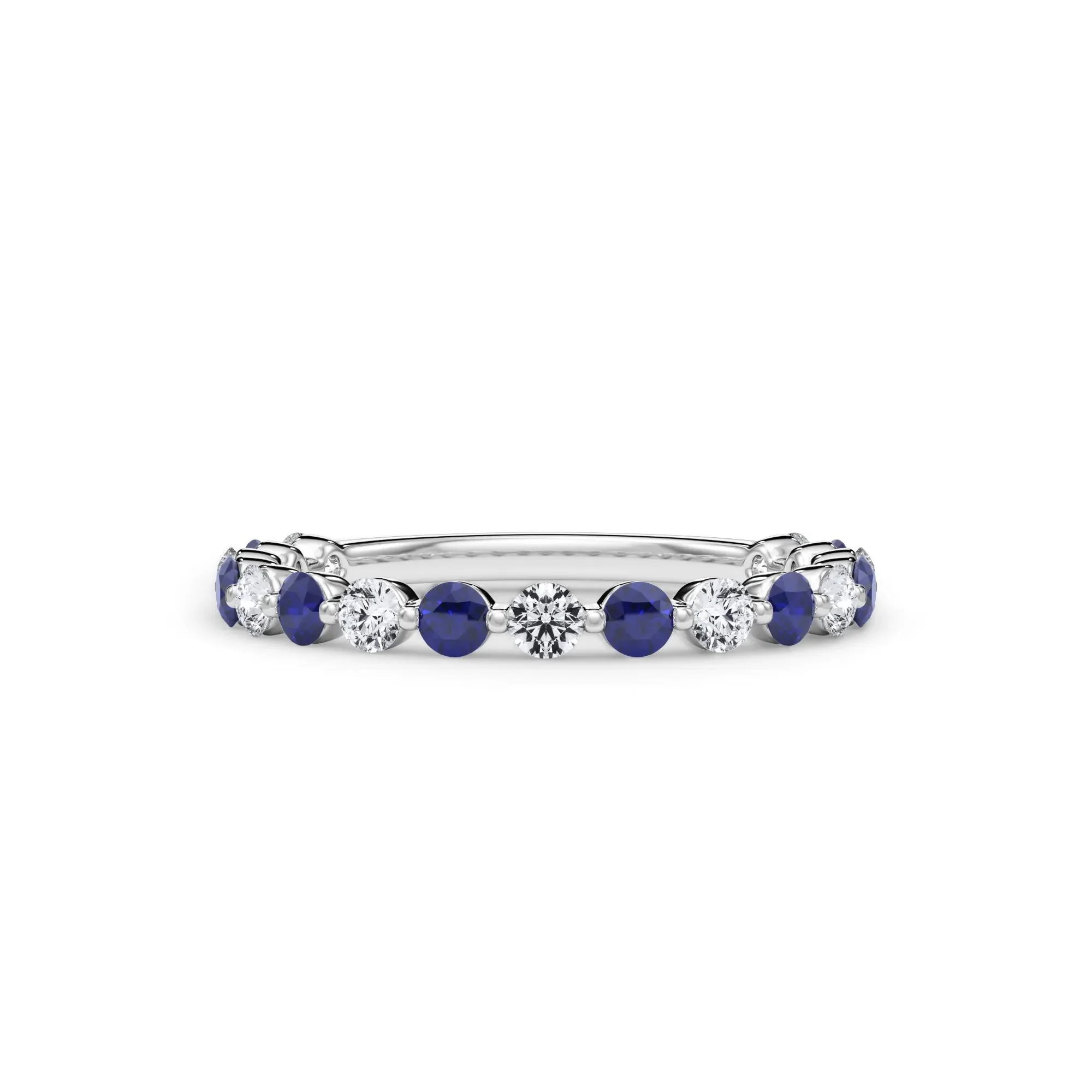 1/3 CT. Tw. Lab Grown Diamond & Lab-Created Sapphire Half Eternity Anniversary Band Ring 14K White Gold Size 8.5 3mm