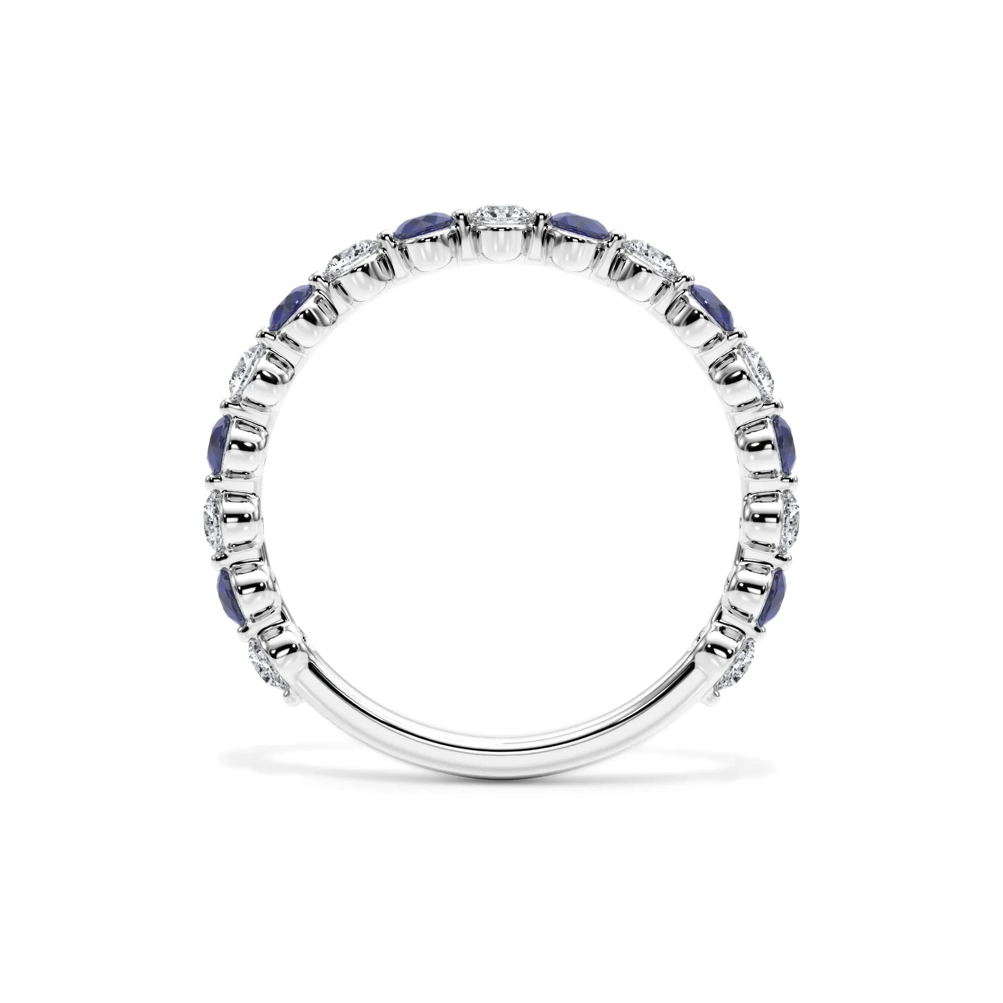 1/3 CT. Tw. Lab Grown Diamond & Lab-Created Sapphire Half Eternity Anniversary Band Ring 14K White Gold Size 8.5 3mm - Image 2
