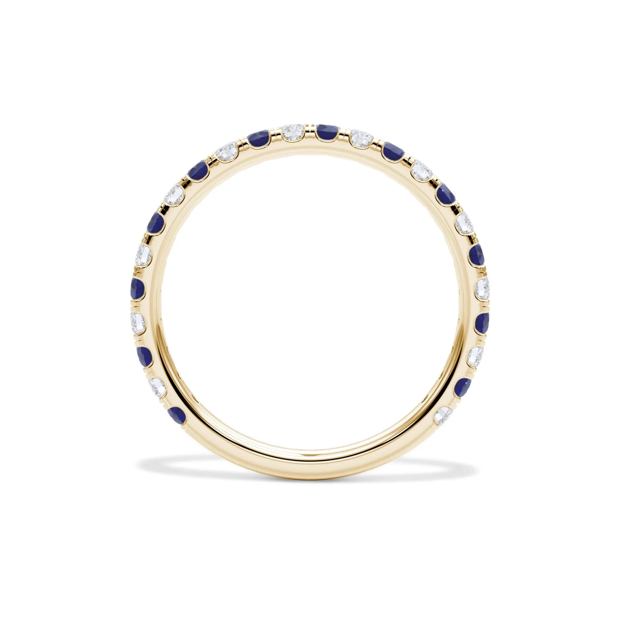 1/3 CT. Tw. Lab Grown Diamond & Lab-Created Sapphire Anniversary Band Ring 14K Yellow Gold Size 4.5 3mm - Image 2