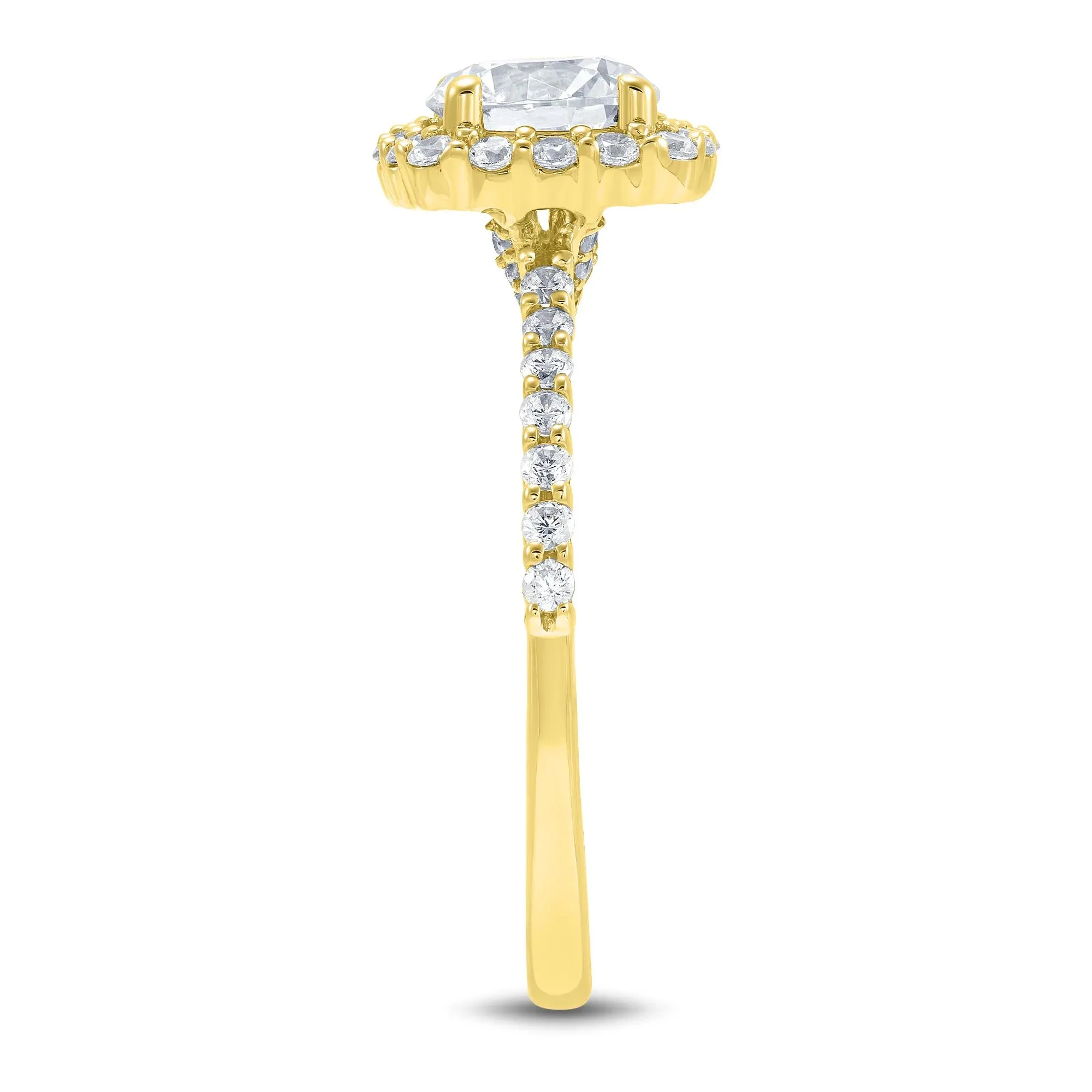1 3/4 CT. Tw. Lab Grown Diamond Cushion Halo Engagement Ring 14K Yellow Gold Size 5 1mm - Image 3