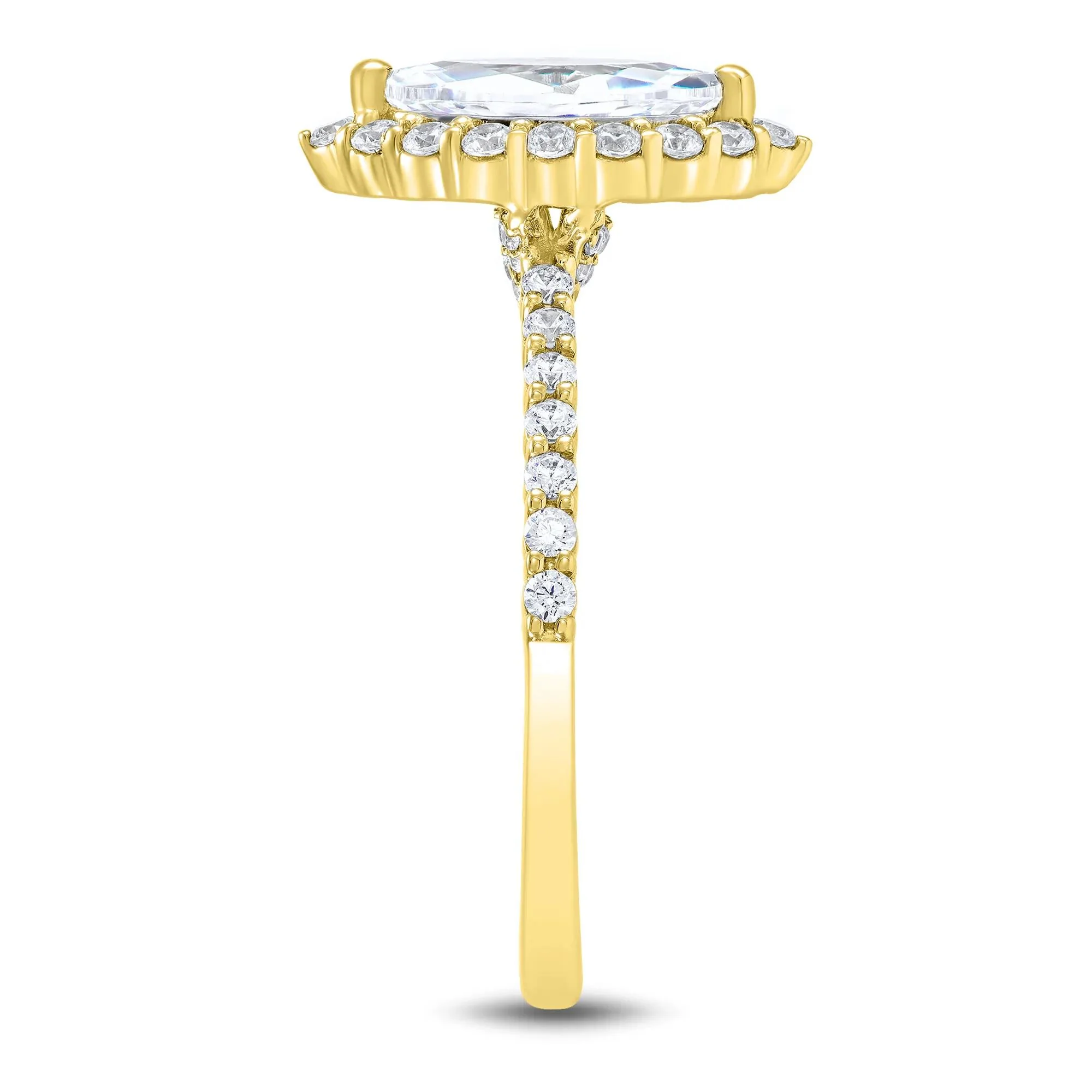 1 3/4 CT. Tw. Lab Grown Diamond Marquise Halo Engagement Ring 14K Yellow Gold Size 6 1mm - Image 2