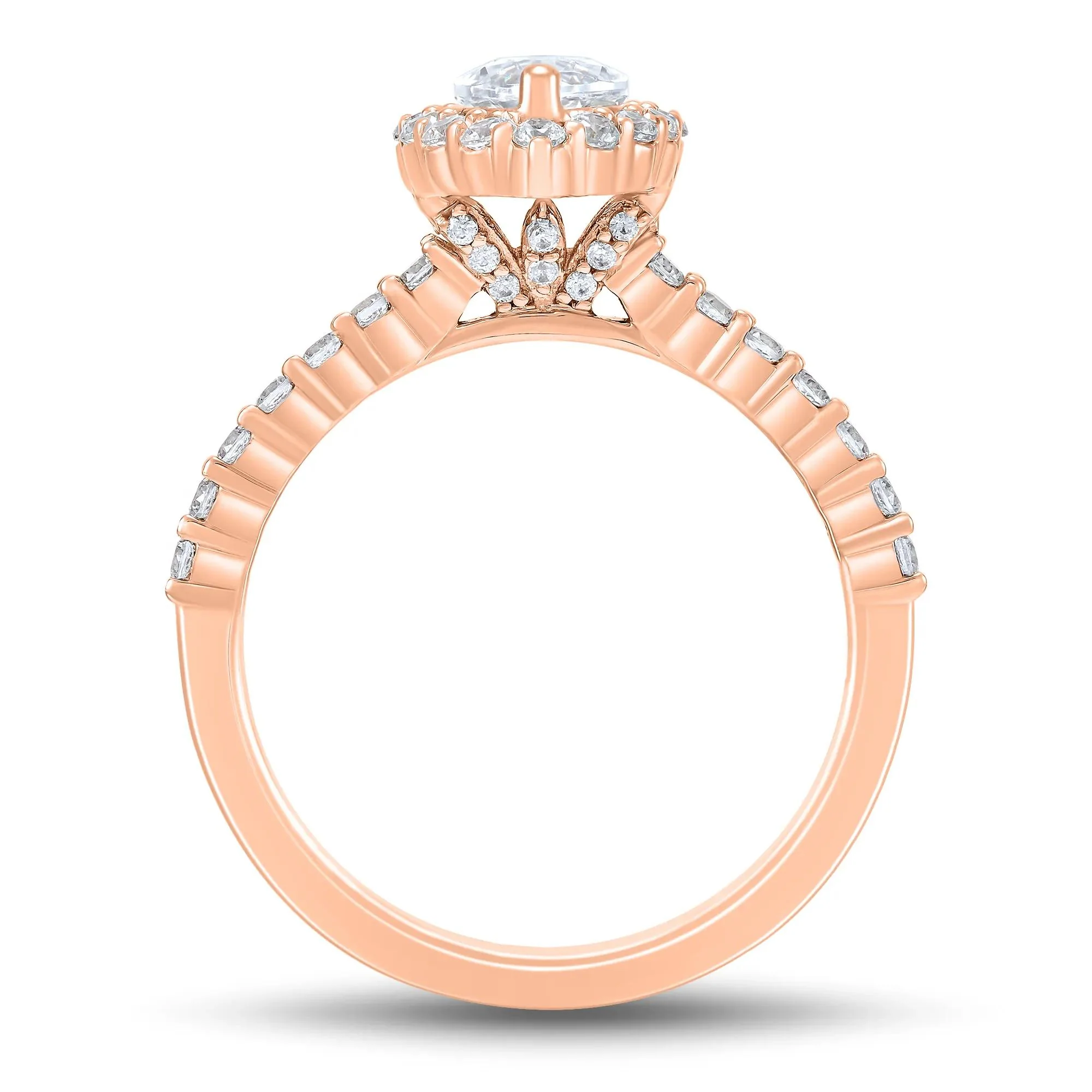 1 3/4 CT. Tw. Lab Grown Diamond Marquise Halo Engagement Ring 14K Rose Gold Size 7.5 1mm - Image 2