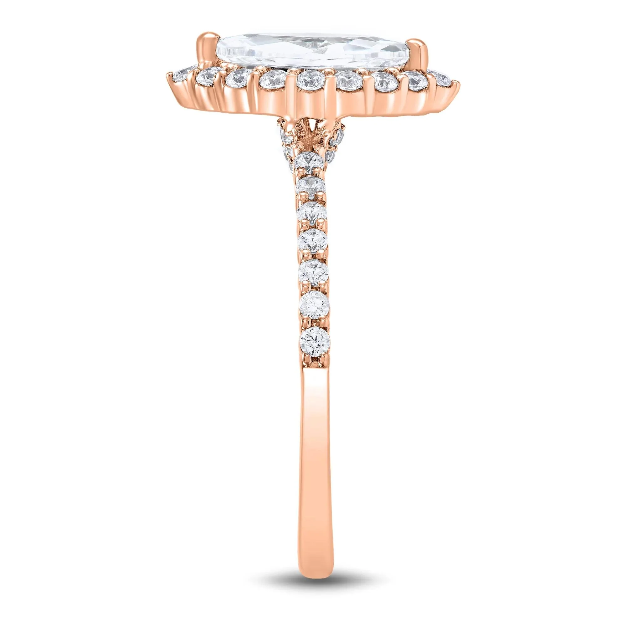 1 3/4 CT. Tw. Lab Grown Diamond Marquise Halo Engagement Ring 14K Rose Gold Size 8.5 1mm - Image 3