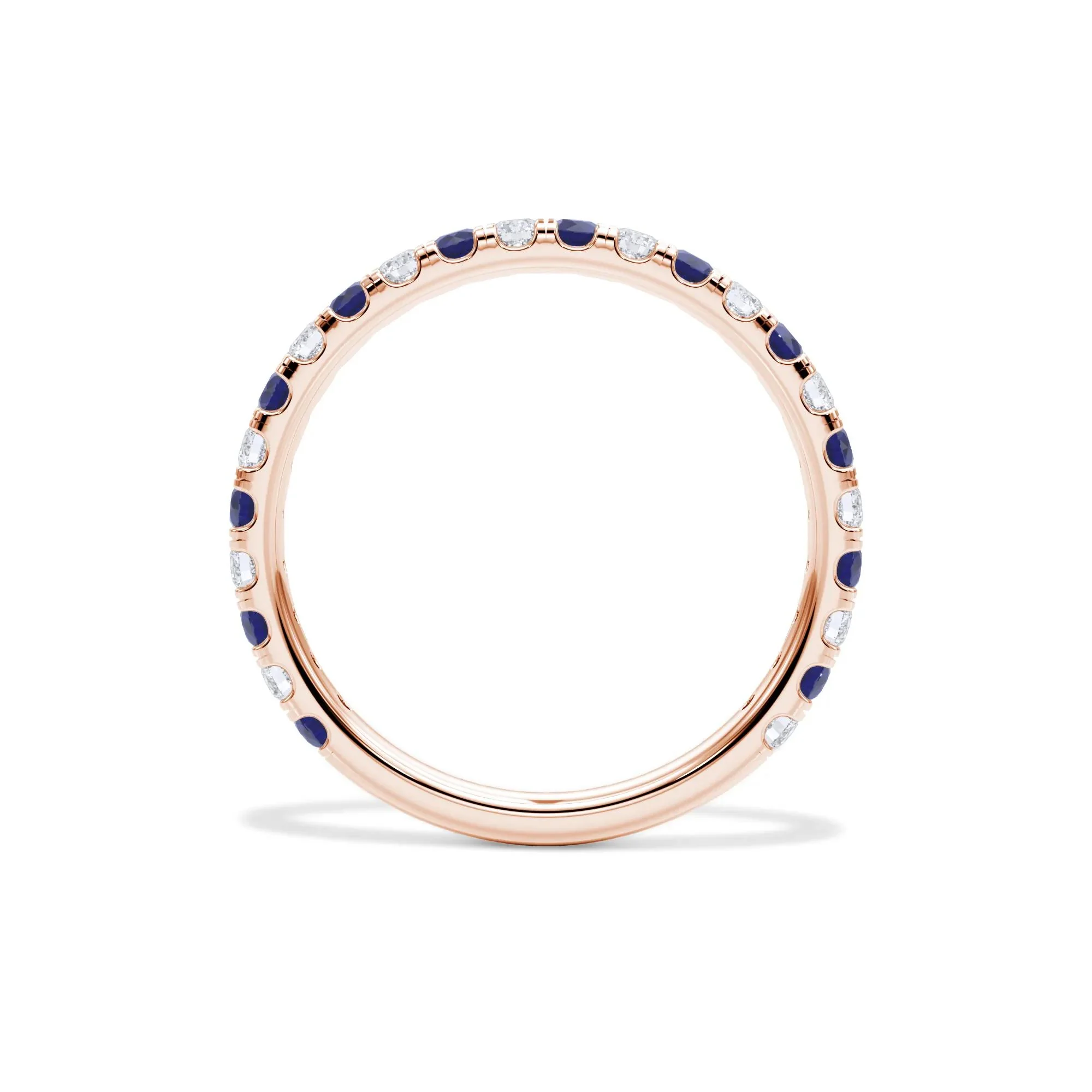 1/3 CT. Tw. Lab Grown Diamond & Lab-Created Sapphire Anniversary Band Ring 14K Rose Gold Size 6.5 3mm - Image 2