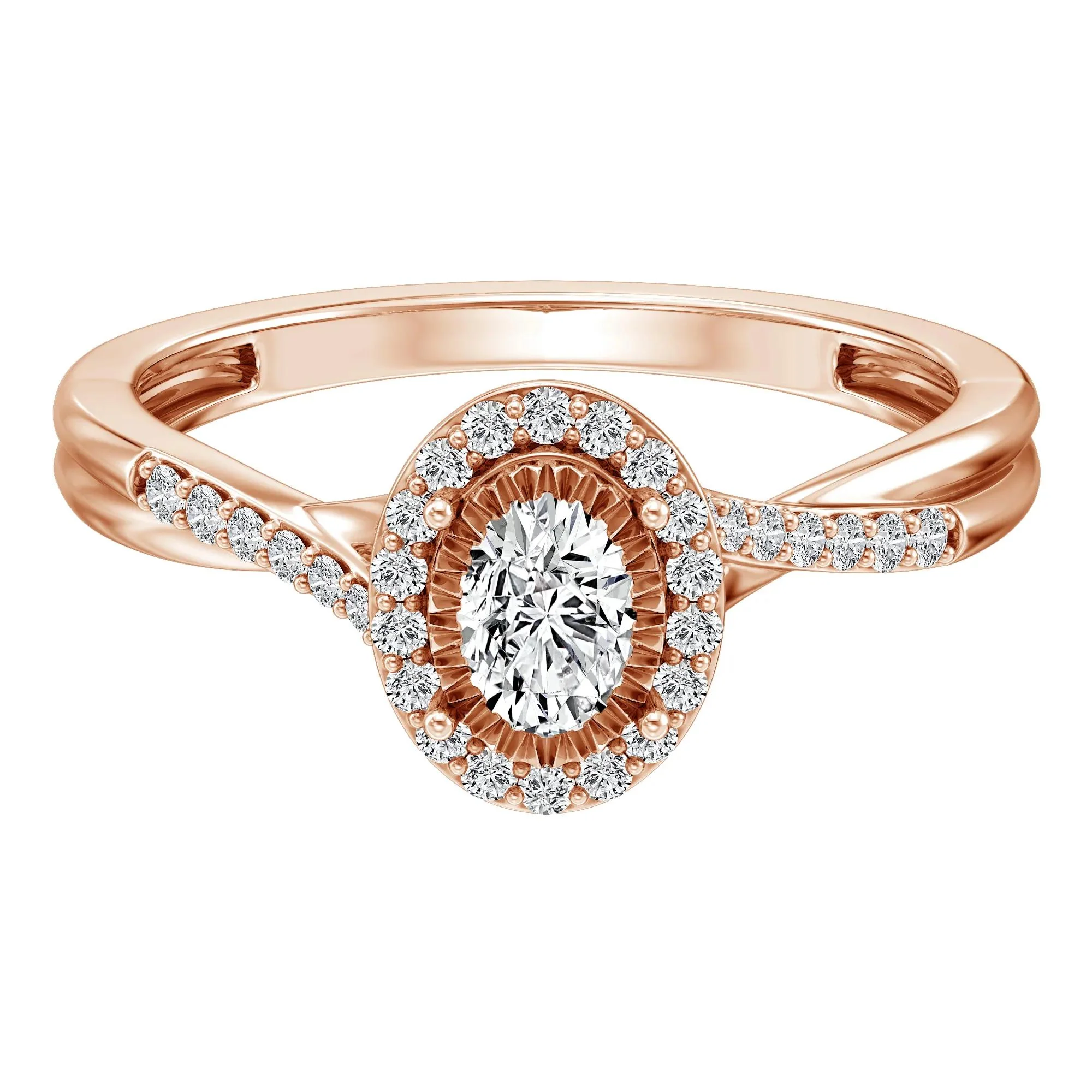 1/2 CT. Tw. Lab Grown Diamond Promise Ring 10K Rose Gold Size 6.5 1.5mm