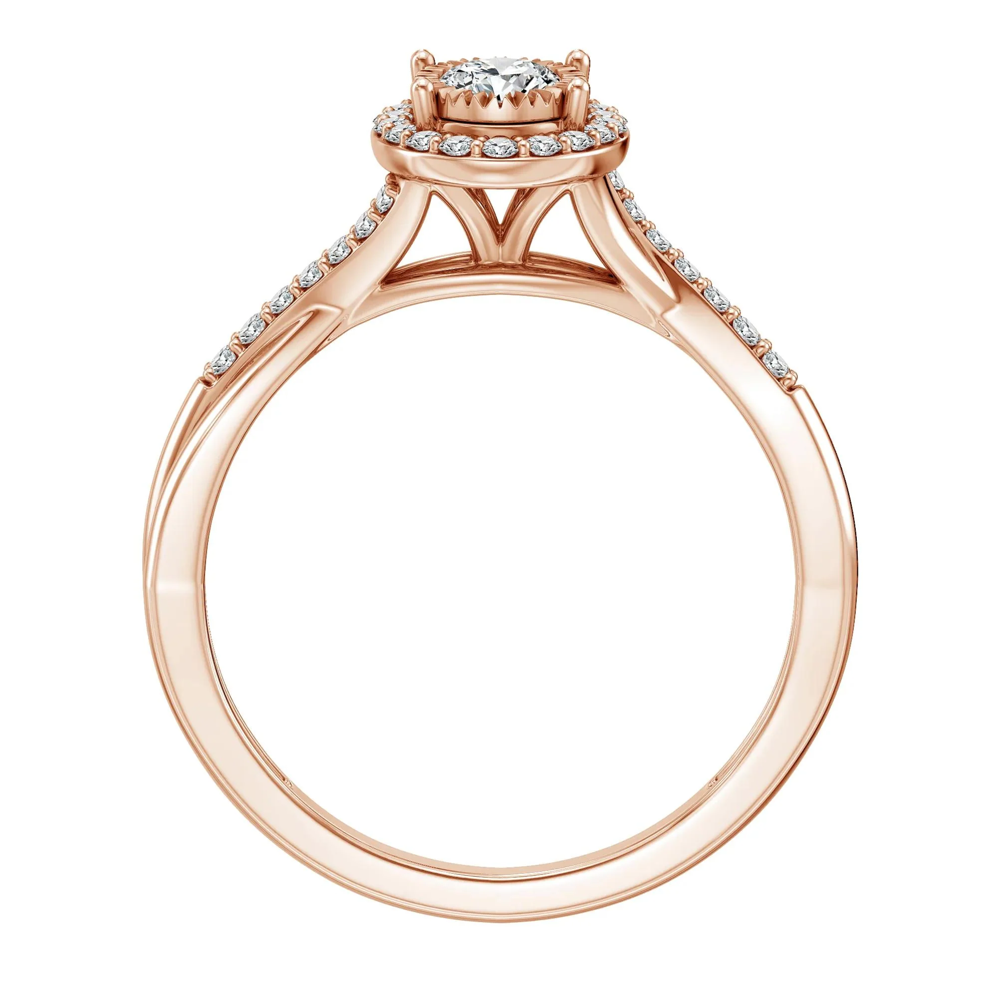 1/2 CT. Tw. Lab Grown Diamond Promise Ring 10K Rose Gold Size 7.5 1.5mm - Image 2