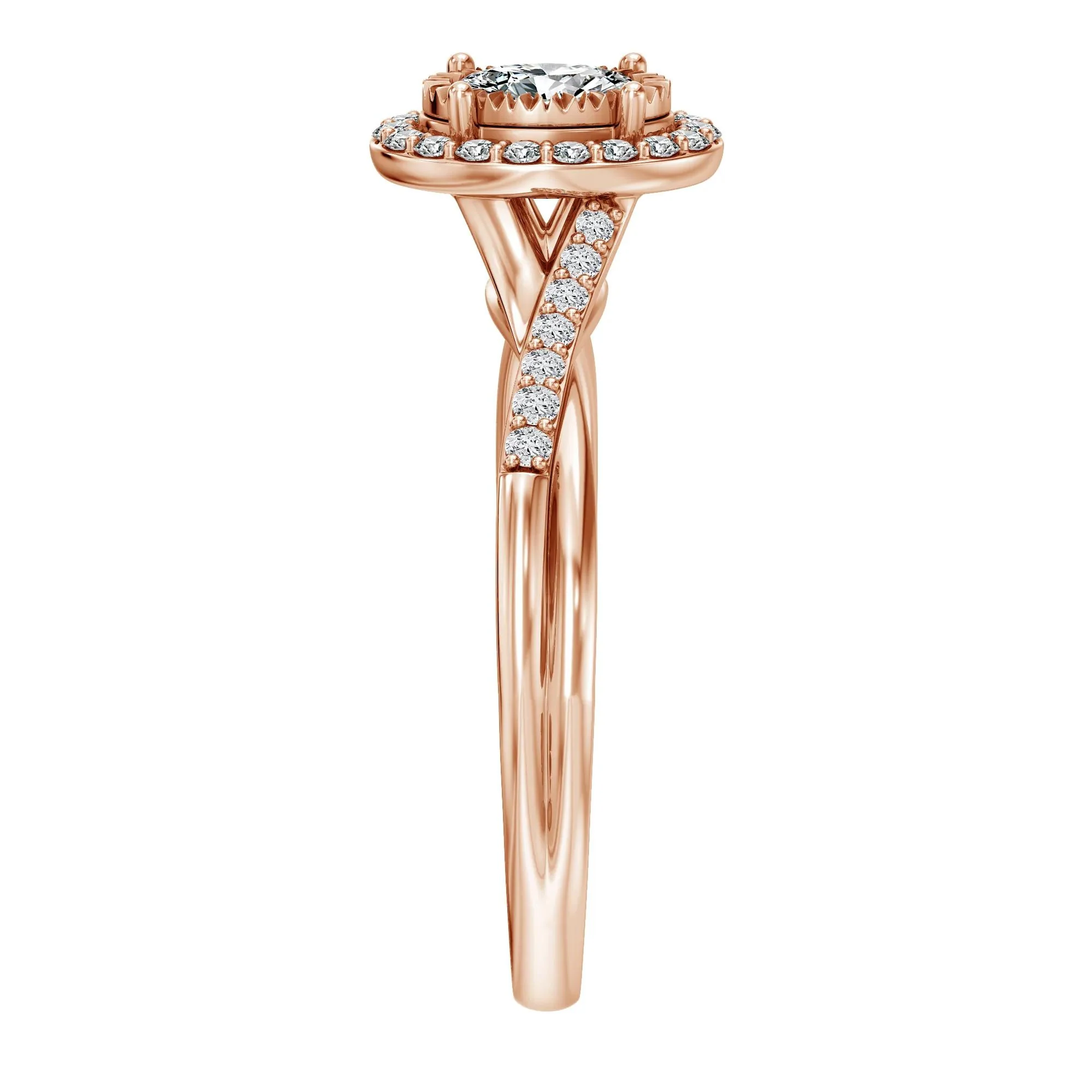1/2 CT. Tw. Lab Grown Diamond Promise Ring 10K Rose Gold Size 7.5 1.5mm - Image 3