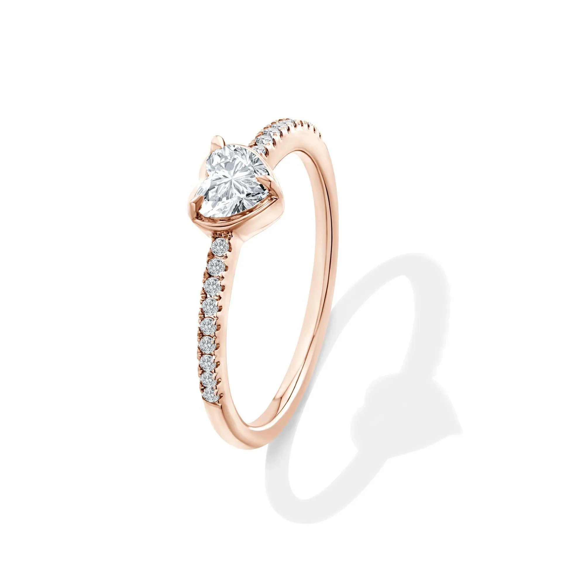 1/2 CT. Tw. Lab Grown Diamond Heart Center Promise Ring 10K Rose Gold Size 9 - Image 4