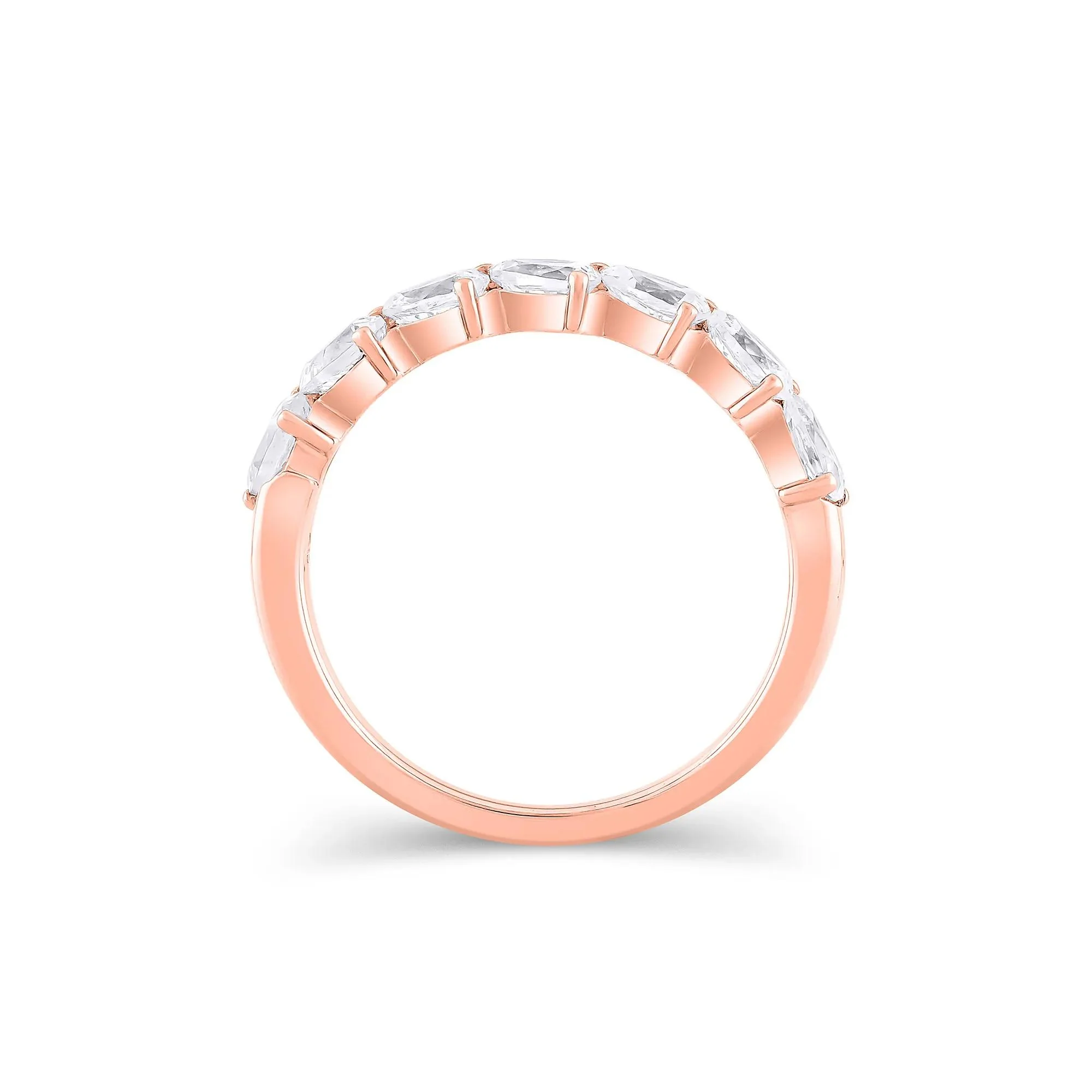 1 CT. Tw. Lab Grown Diamond Pear-Shaped Slant Anniversary Band Ring 10K Rose Gold Size 8.5 3mm - Image 2