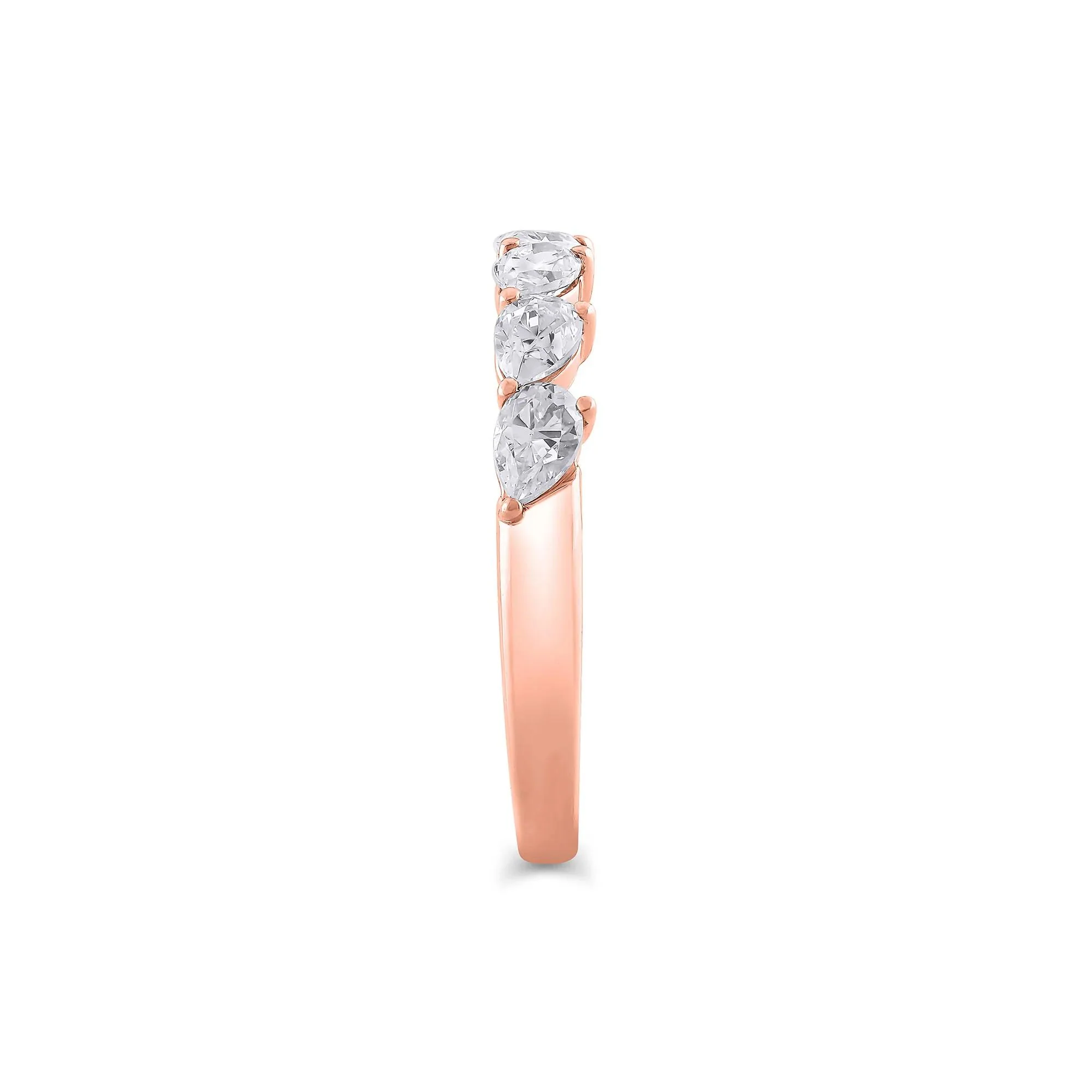 1 CT. Tw. Lab Grown Diamond Pear-Shaped Slant Anniversary Band Ring 10K Rose Gold Size 9 3mm - Image 3