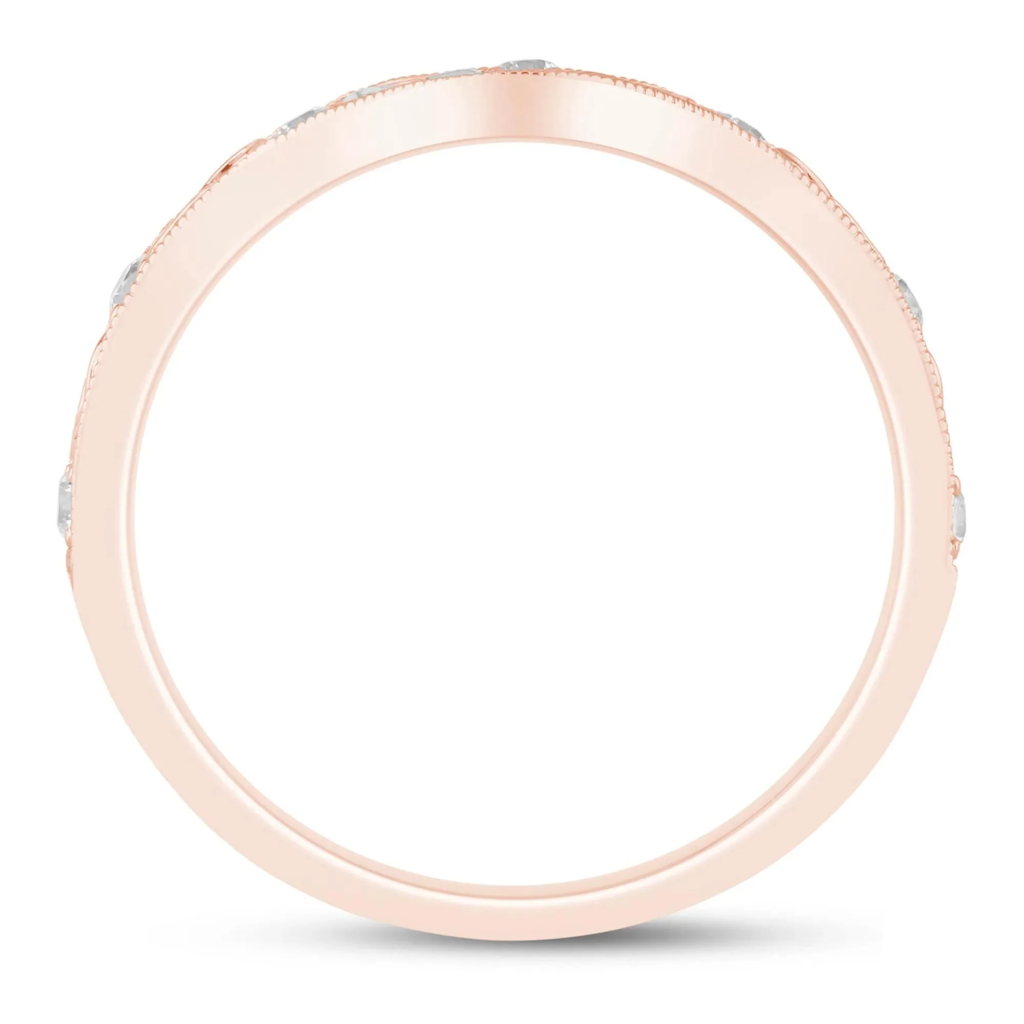 1/7 CT. Tw. Lab Grown Diamond Engraved Contour Band Ring 14K Rose Gold Size 8 2mm - Image 2