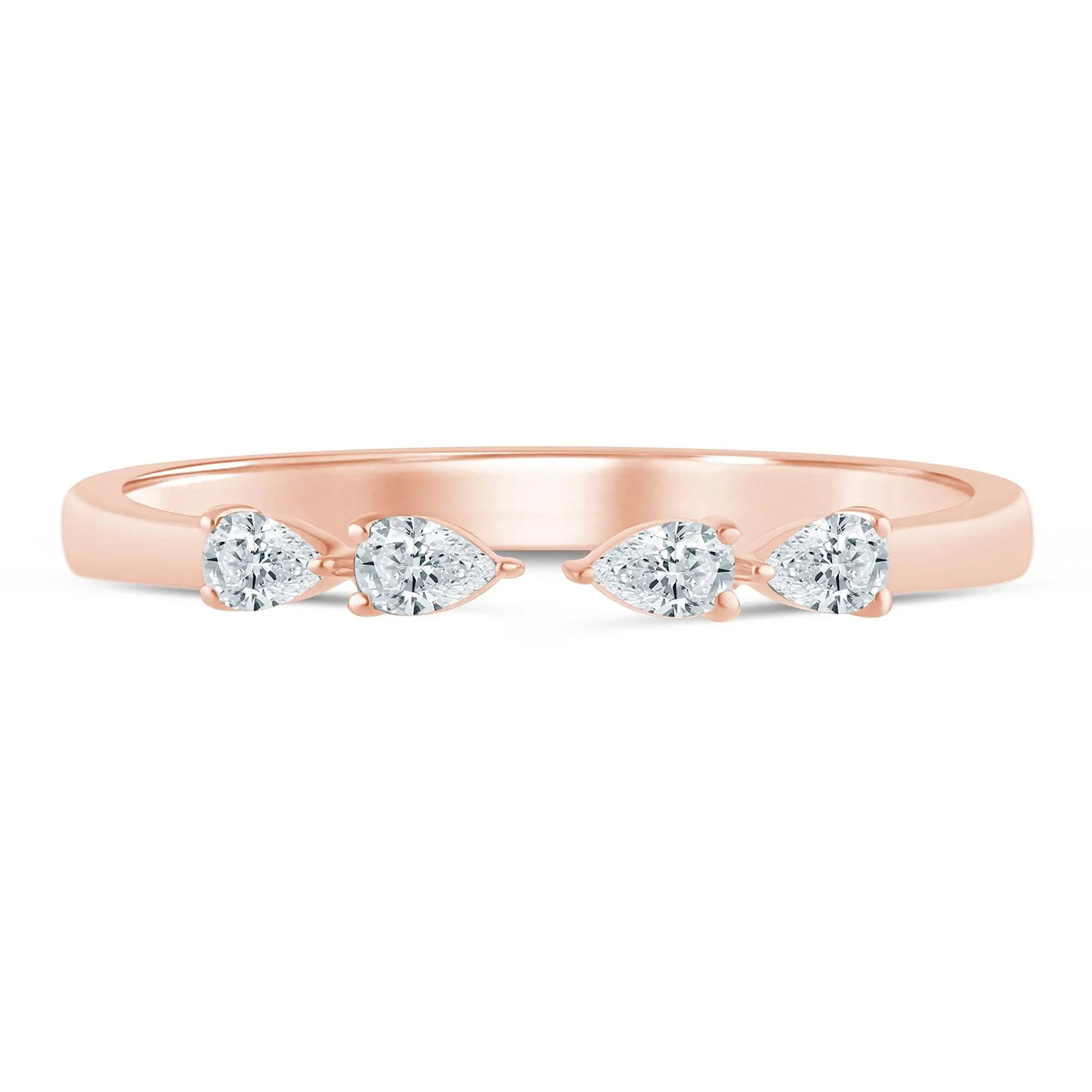 1/7 CT. Tw. Pear-Shaped Lab Grown Diamond Open Anniversary Band Ring 14K Rose Gold Size 6.5 2mm