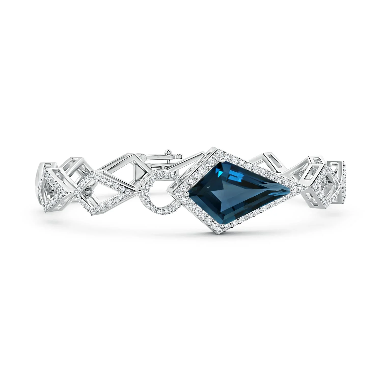 6.92 CTW GIA Certified Clover-Shaped London Blue Topaz Halo Bracelet in 18K Yellow Gold - Image 5