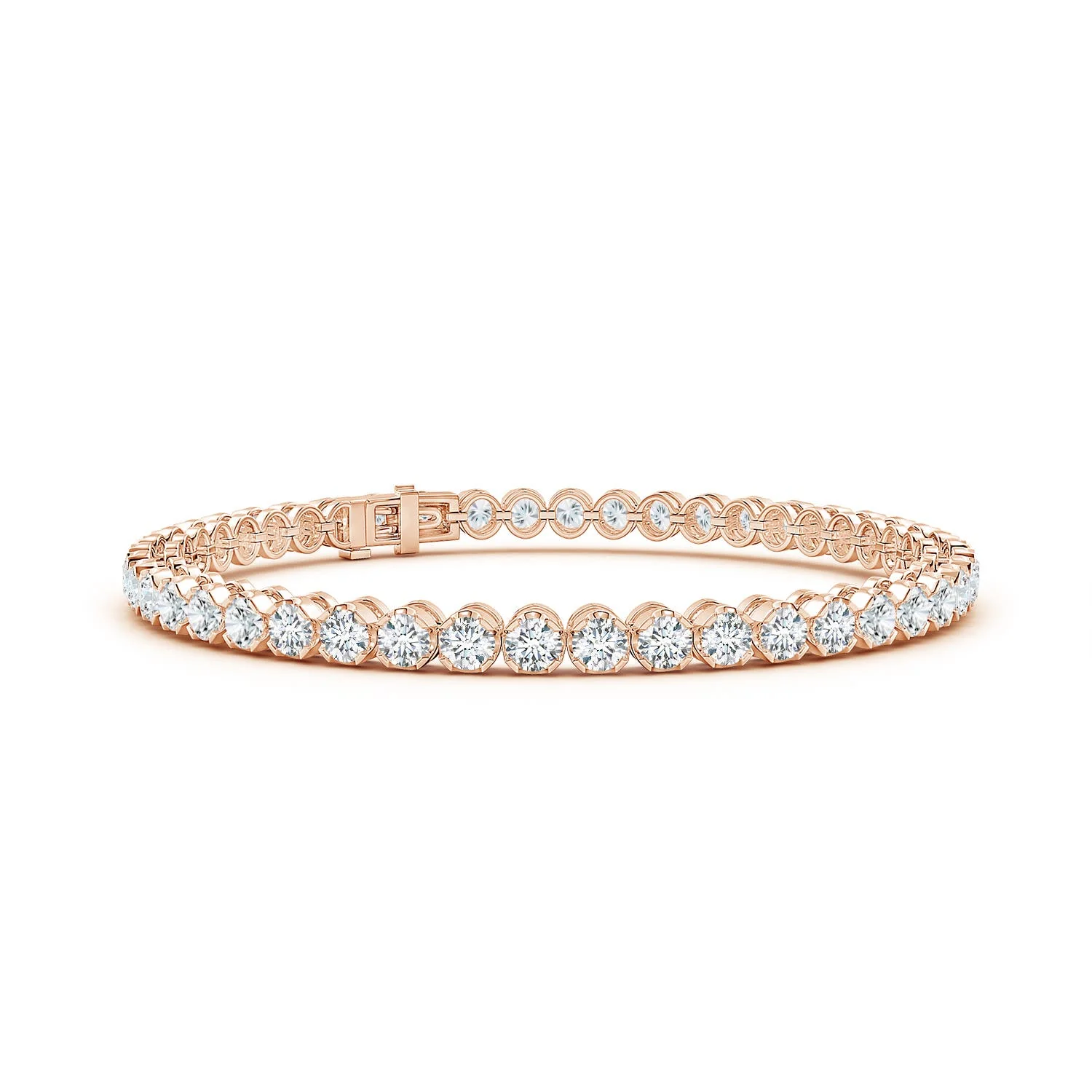 3.81 CTW Classic Oval Lab-Grown Fancy Intense Blue and White Diamond Tennis Bracelet in 18K White Gold - Image 4