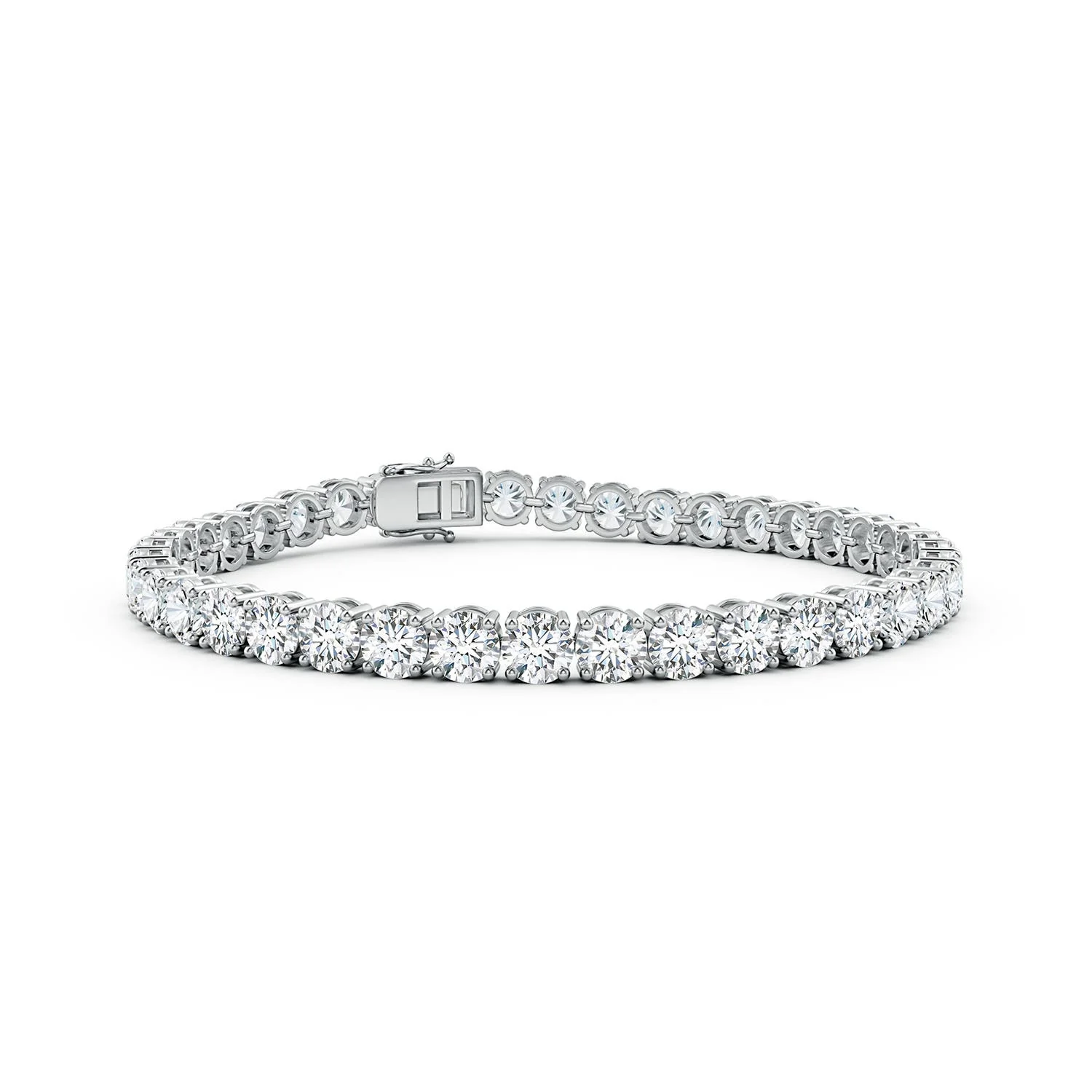 3.81 CTW Classic Oval Lab-Grown Fancy Intense Blue and White Diamond Tennis Bracelet in 18K White Gold - Image 9