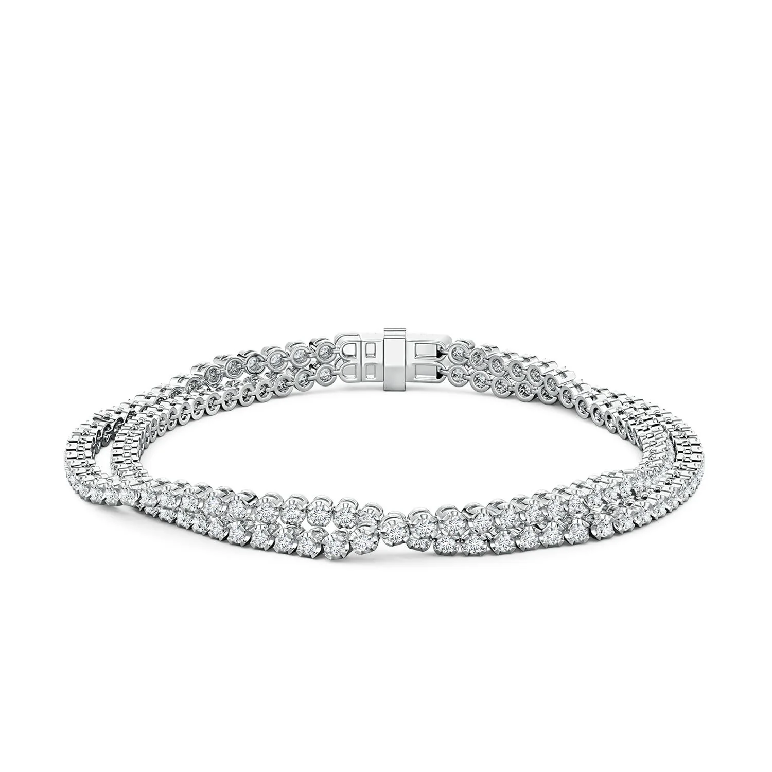 3.0 CTW Lab-Grown Bezel-Set Diamond Curb Chain Link Bracelet in 14K White Gold - Image 3