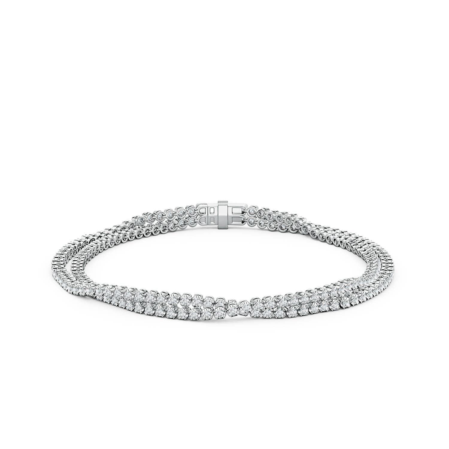 2.9 CTW Prong-Set Round Lab-Grown Diamond Link Tennis Bracelet in 18K White Gold - Image 3