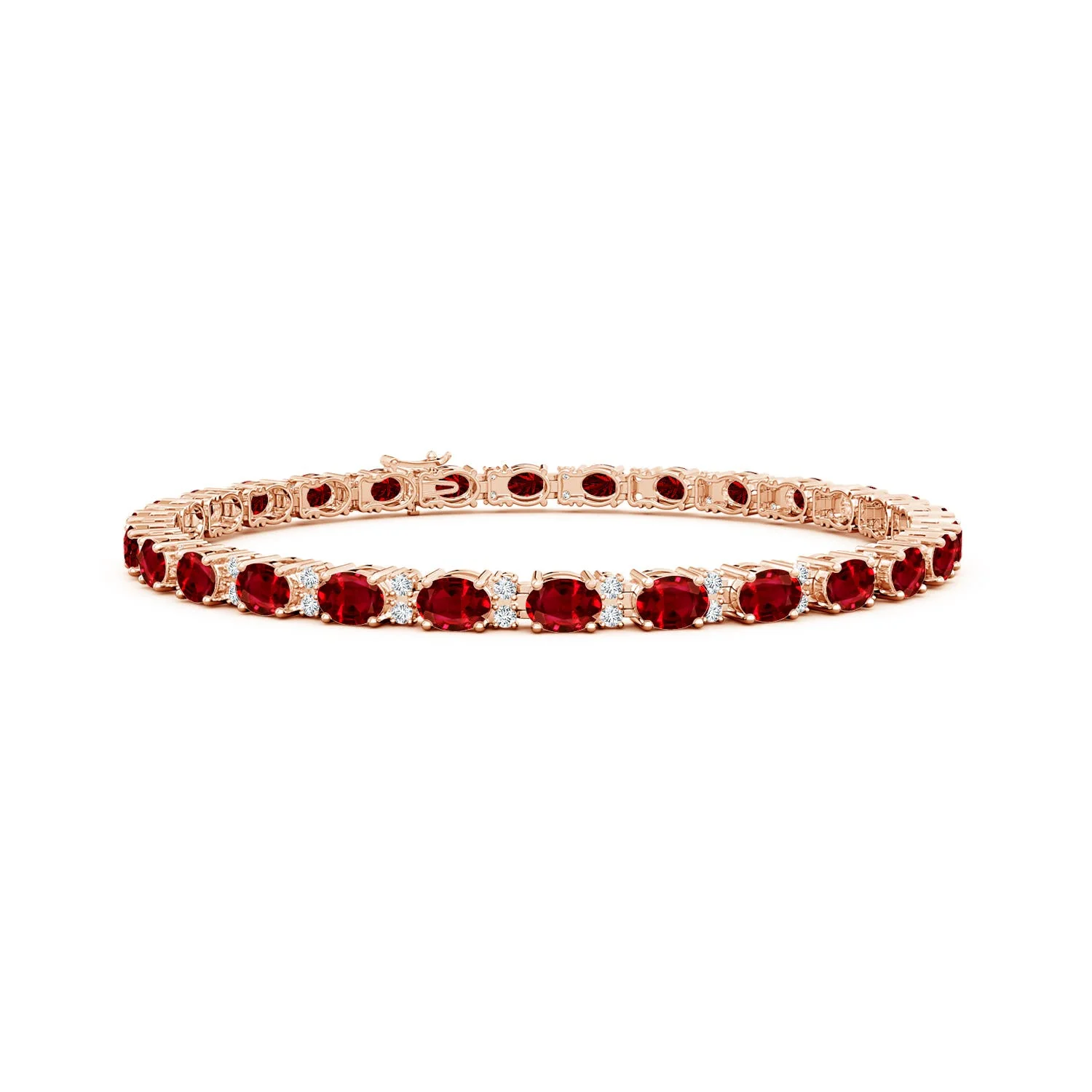 7.14 CTW Classic Oval Lab-Grown Fancy Intense Yellow and White Diamond Tennis Link Bracelet in 18K Rose Gold - Image 8