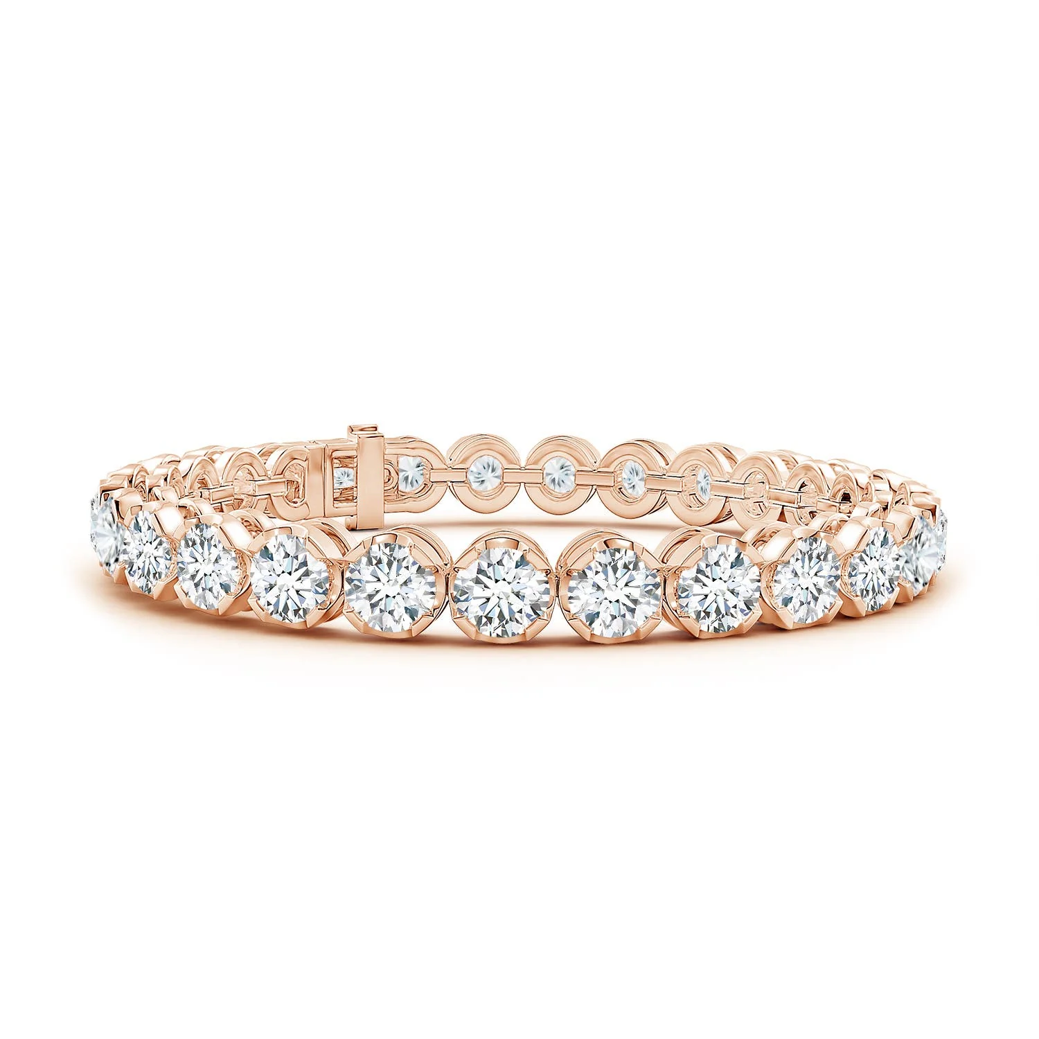 7.14 CTW Classic Oval Lab-Grown Fancy Intense Yellow and White Diamond Tennis Link Bracelet in 18K Rose Gold - Image 9