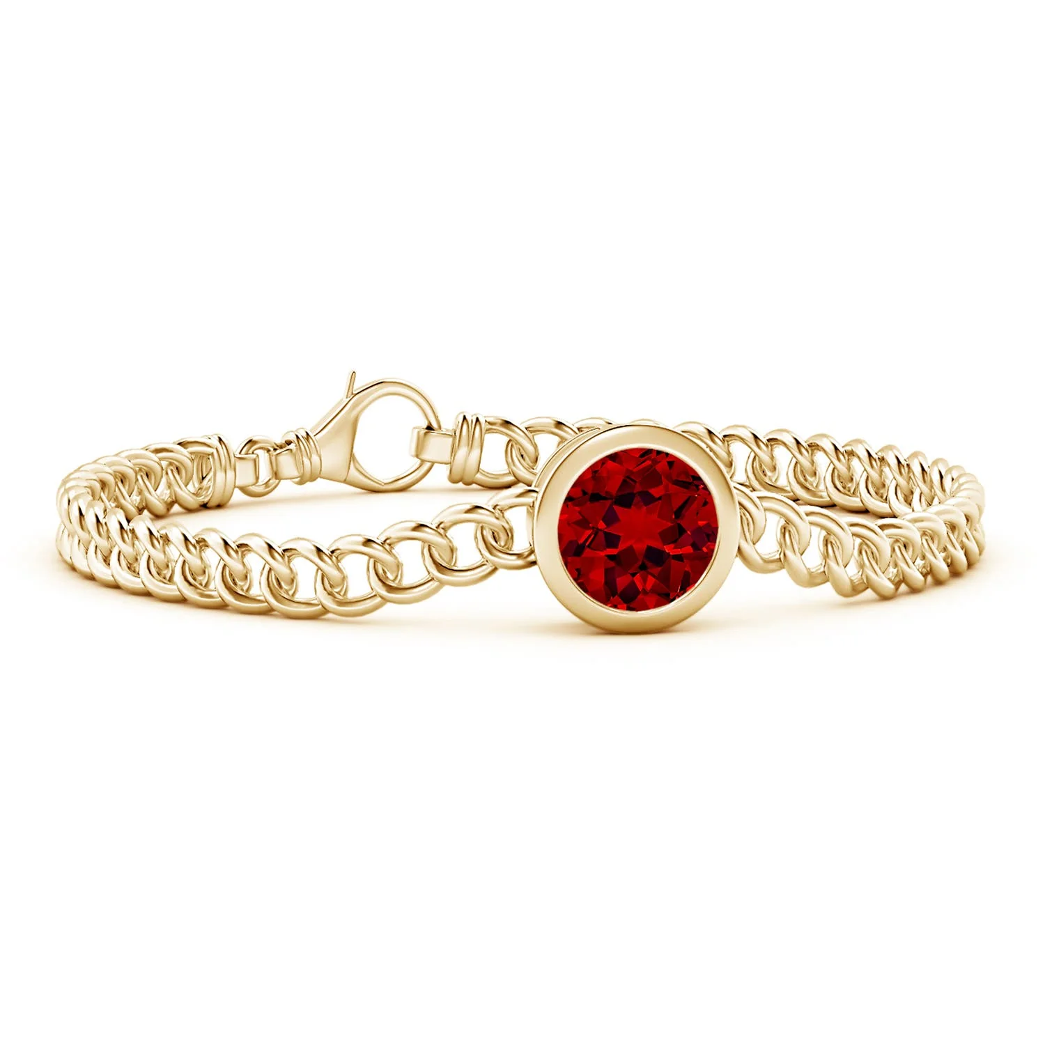 1.8 CTW Lab-Grown Nature Inspired Round Ruby Tree Branch Bracelet in 14K Yellow Gold - Image 4