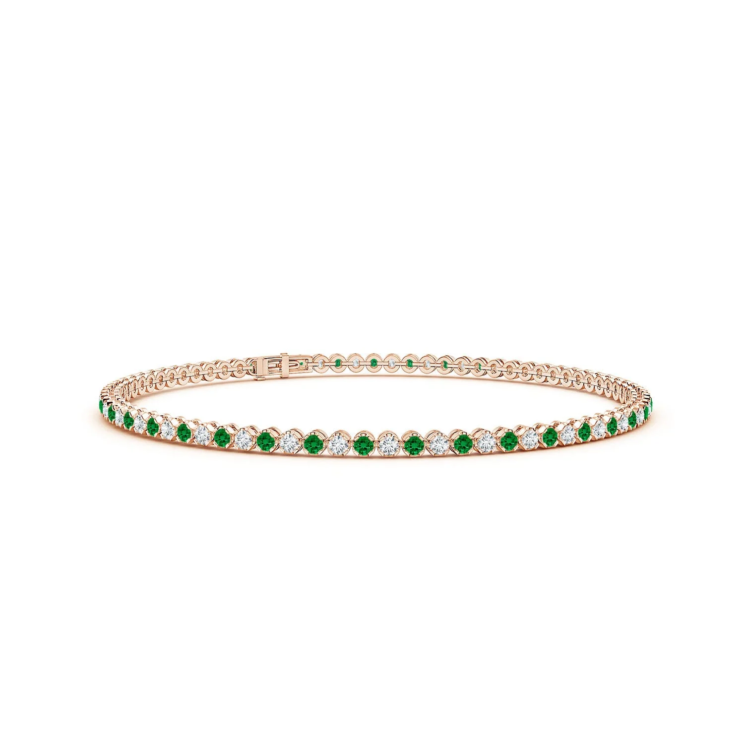 2.5 CTW Lab-Grown Bezel-Set Round Emerald Chain Bracelet in 14K White Gold - Image 3