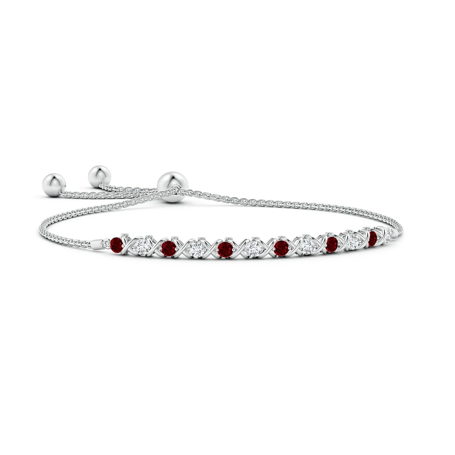 1.8 CTW Lab-Grown Bezel-Set Ruby Station Adjustable Ankle Bracelet in 18K White Gold - Image 7