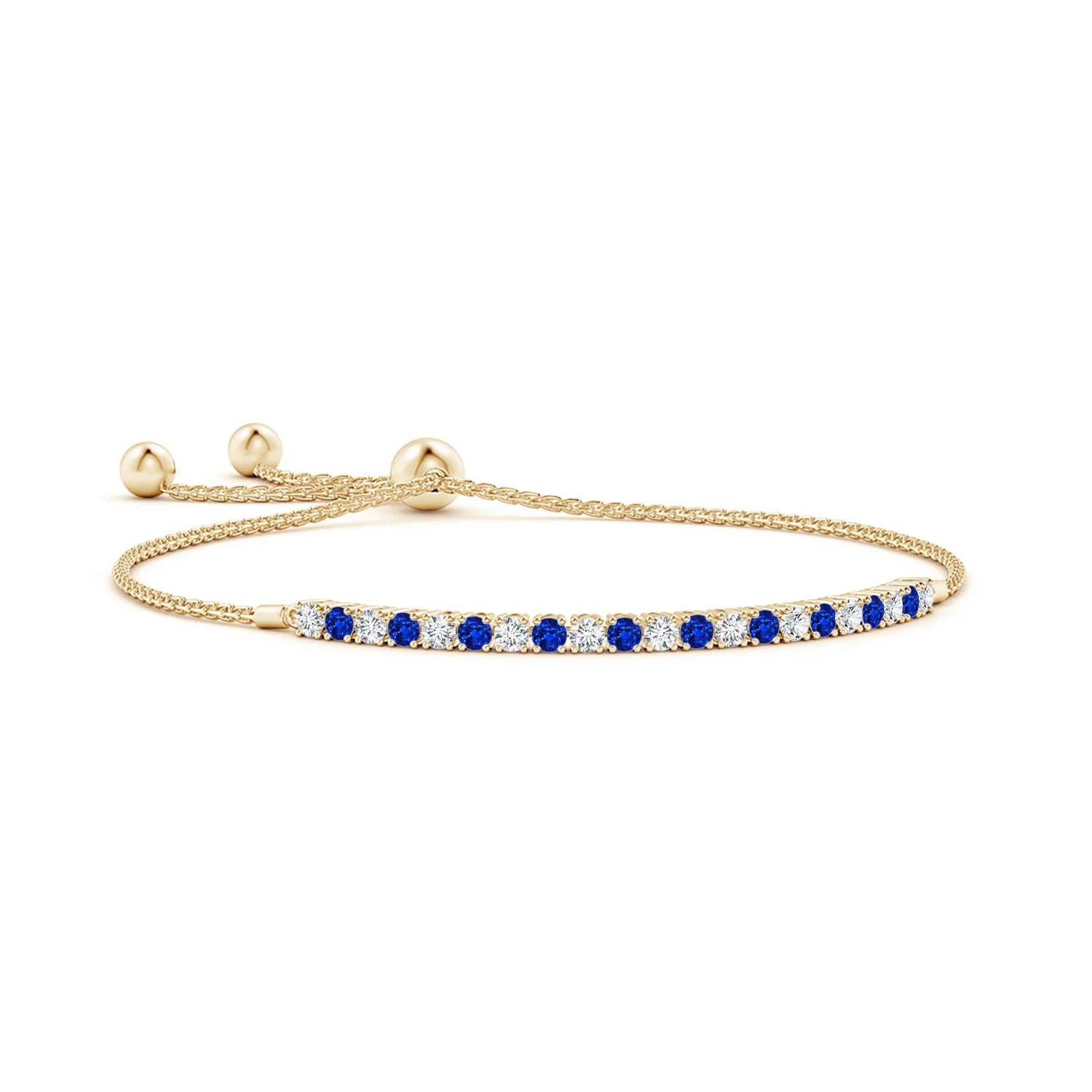 1.8 CTW Lab-Grown Bezel-Set Blue Sapphire Station Adjustable Ankle Bracelet in 18K Yellow Gold - Image 6