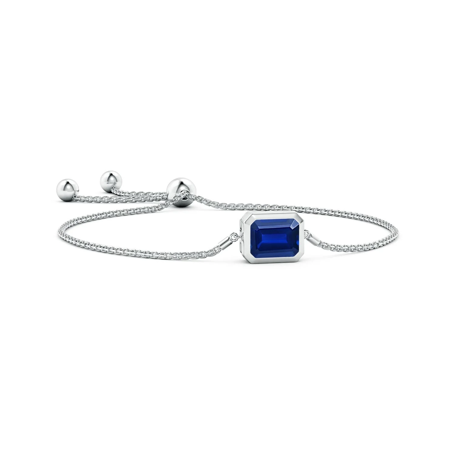 0.65 CTW Lab-Grown Horizontally Set Emerald-Cut Diamond Bolo Bracelet in 14K White Gold - Image 5