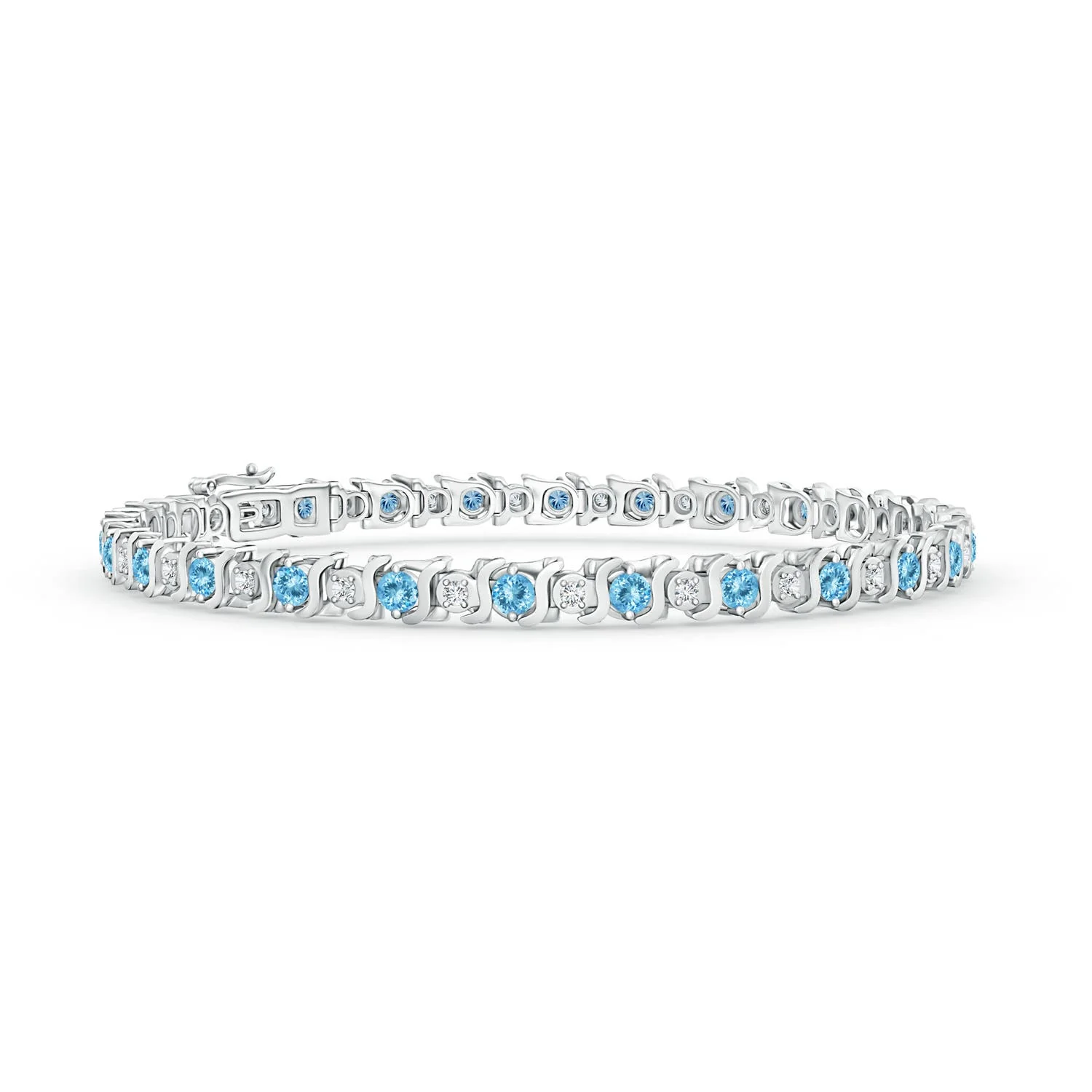 2.56 CTW S Curl Ruby and Diamond Tennis Bracelet in 14K White Gold - Image 10
