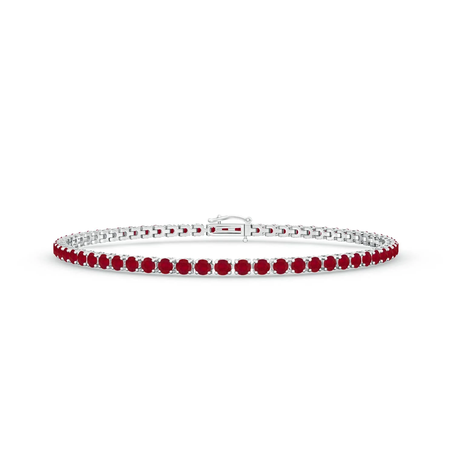 2.56 CTW S Curl Ruby and Diamond Tennis Bracelet in 14K White Gold - Image 4