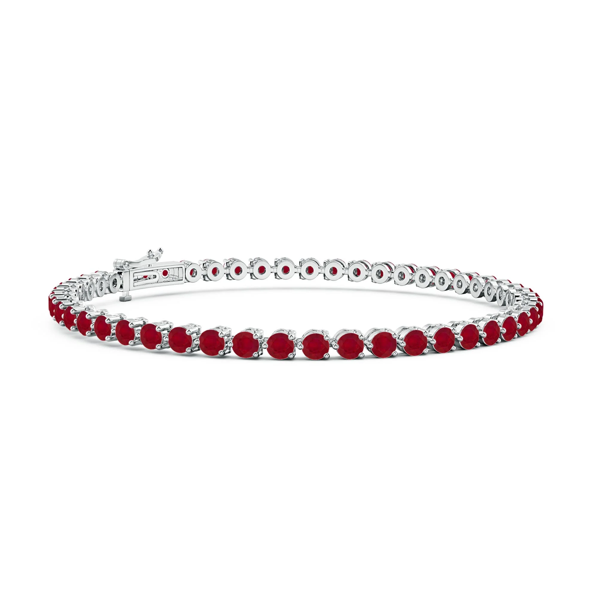 2.56 CTW S Curl Ruby and Diamond Tennis Bracelet in 14K White Gold - Image 9