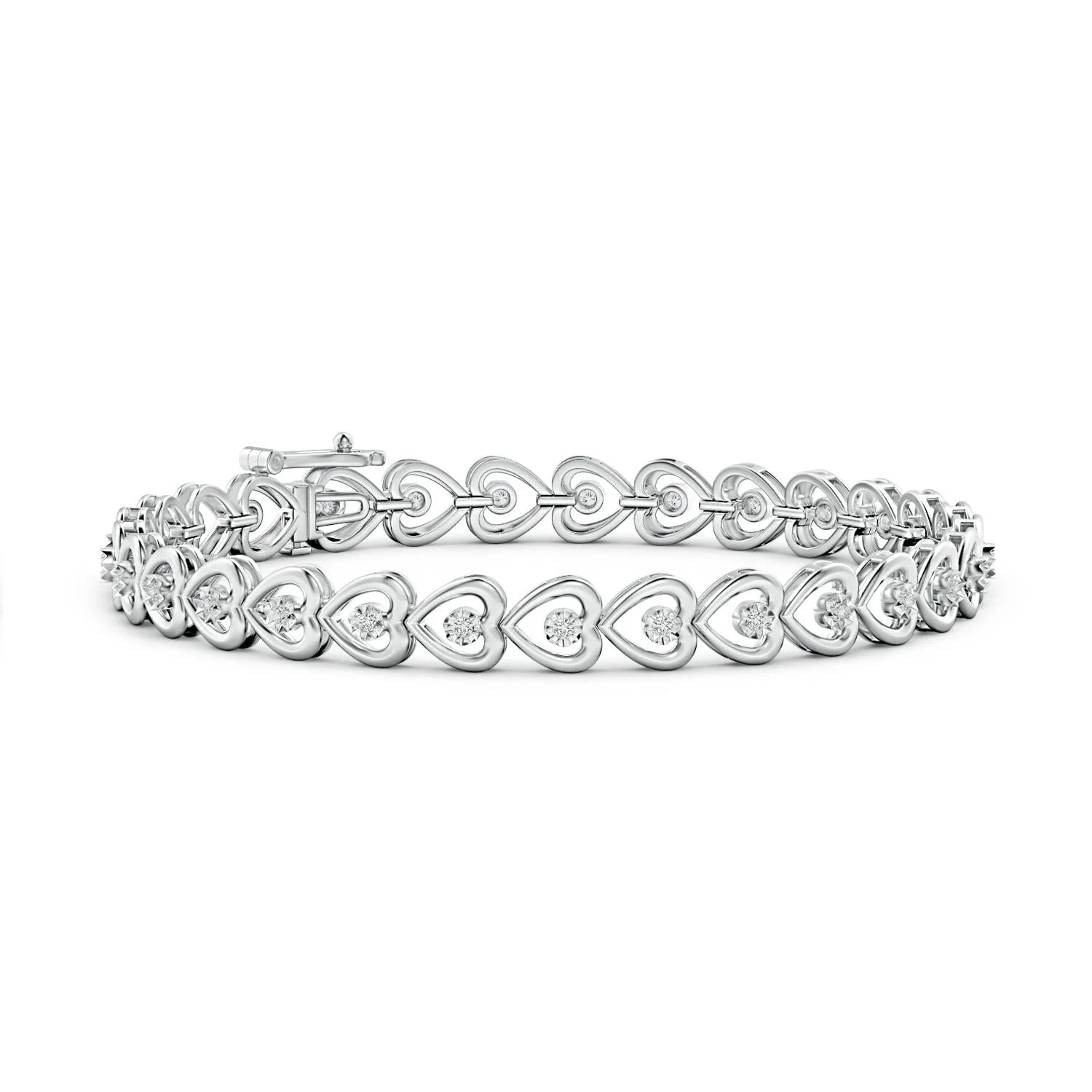 0.95 CTW Bezel-Set Diamond Station Bracelet with Chain in 18K White Gold - Image 7