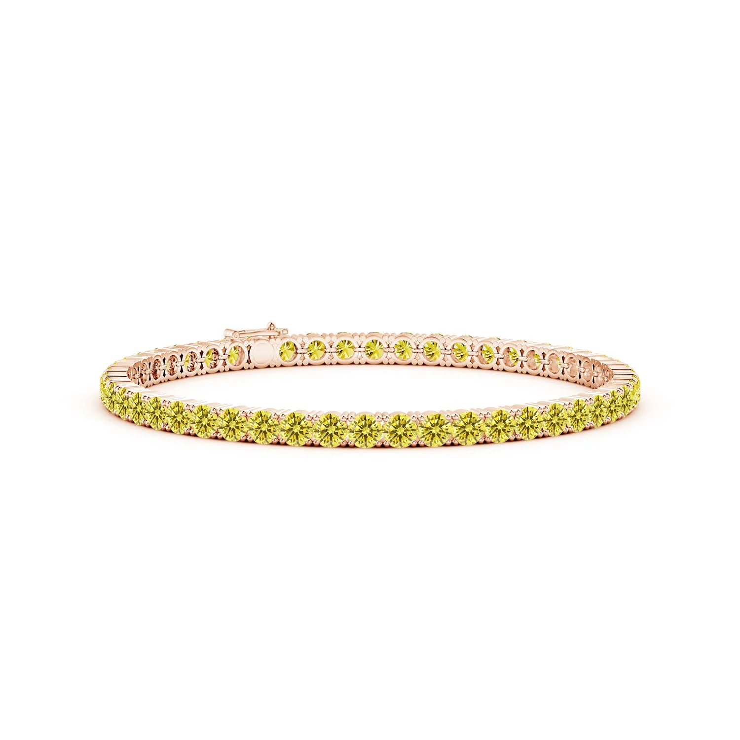 7.95 CTW Classic Fancy Intense Yellow Diamond Linear Tennis Bracelet in 18K Rose Gold - Image 3