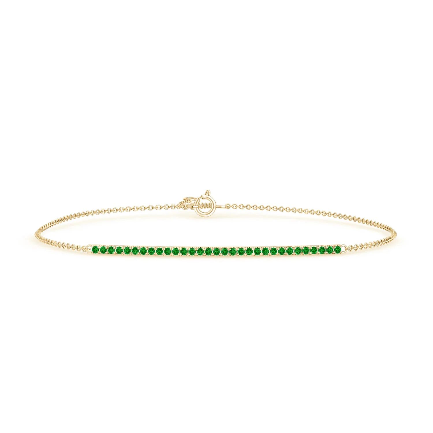 0.31 CTW Emerald Bar Bracelet in 14K Yellow Gold - Image 6