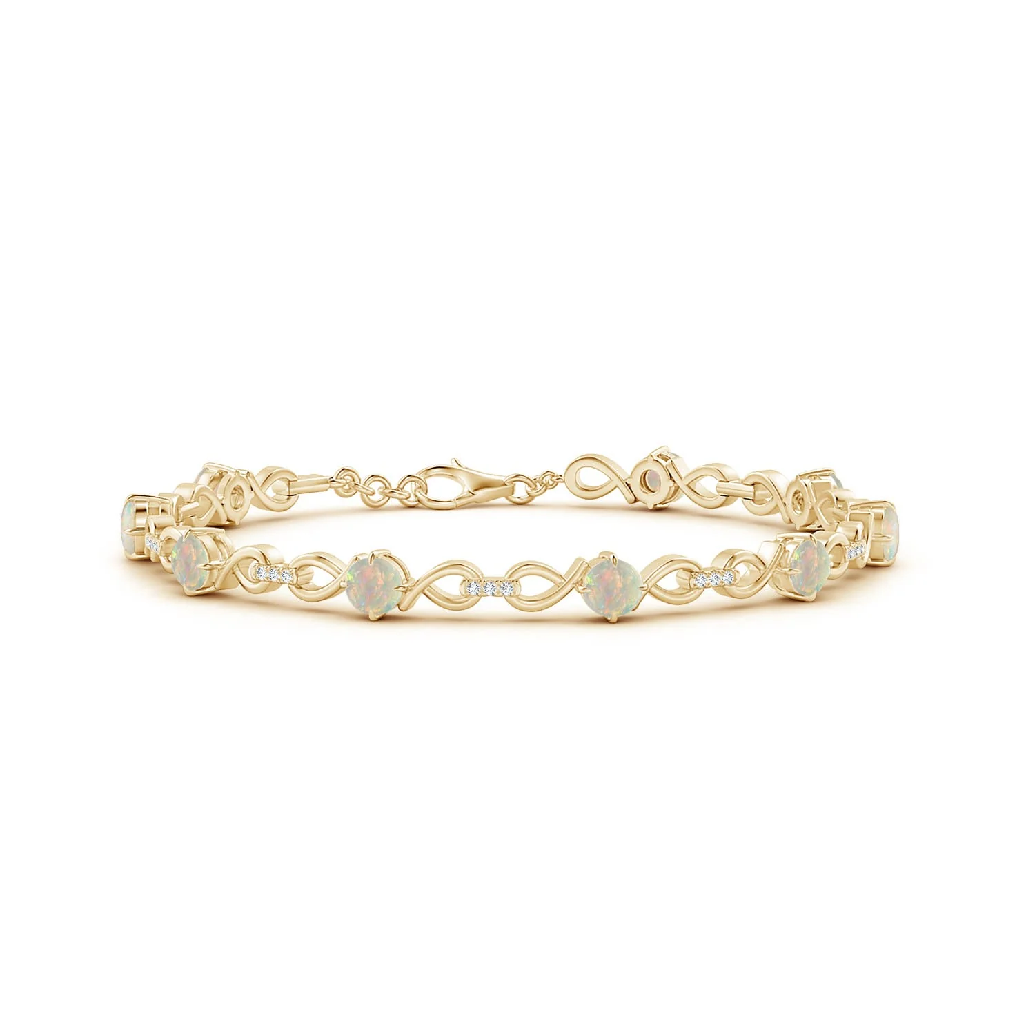 5.2 CTW Classic Oval Opal and Diamond XOXO Link Bracelet in Silver - Image 9