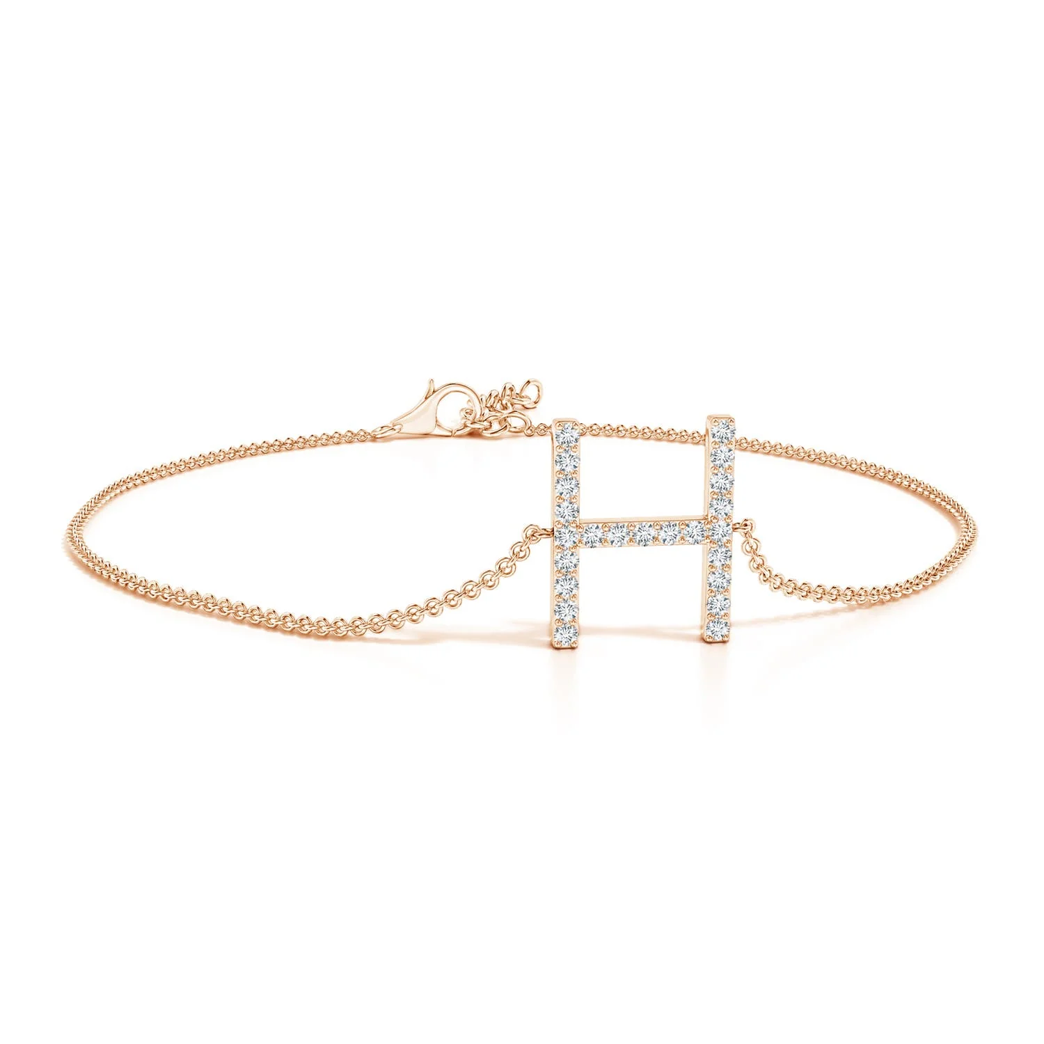 1.2 MM Prong-Set Diamond Capital "B" Initial Bracelet in 18K White Gold - Image 8
