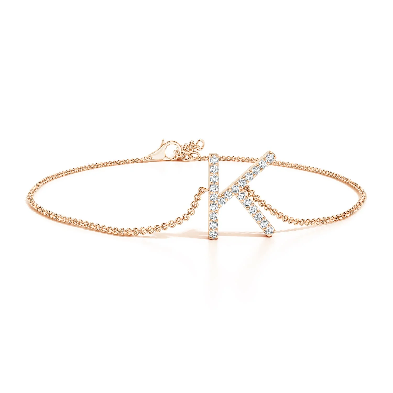 1.2 MM Prong-Set Diamond Capital "C" Initial Bracelet in 18K Rose Gold - Image 10