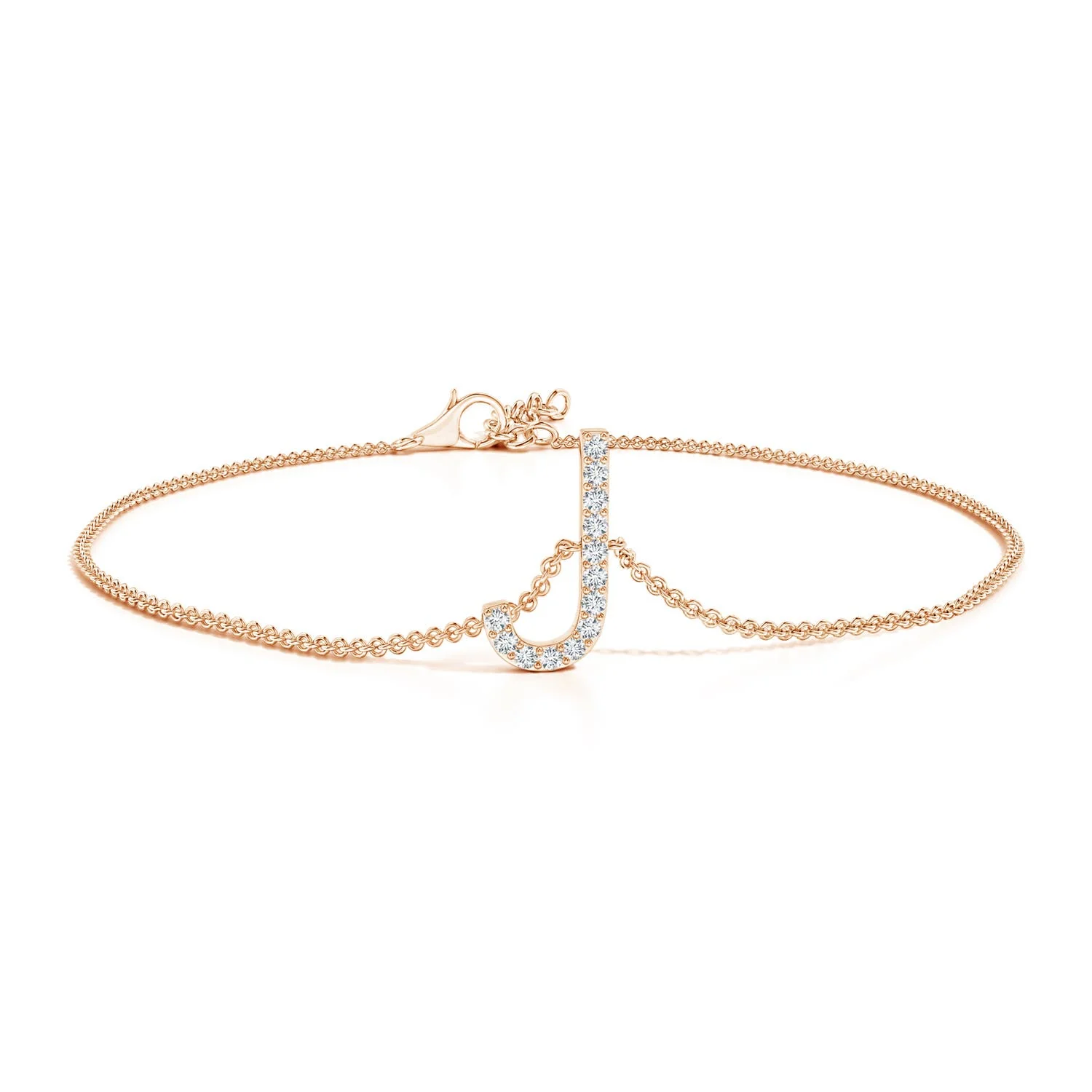1.2 MM Prong-Set Diamond Capital "F" Initial Bracelet in 18K White Gold - Image 8